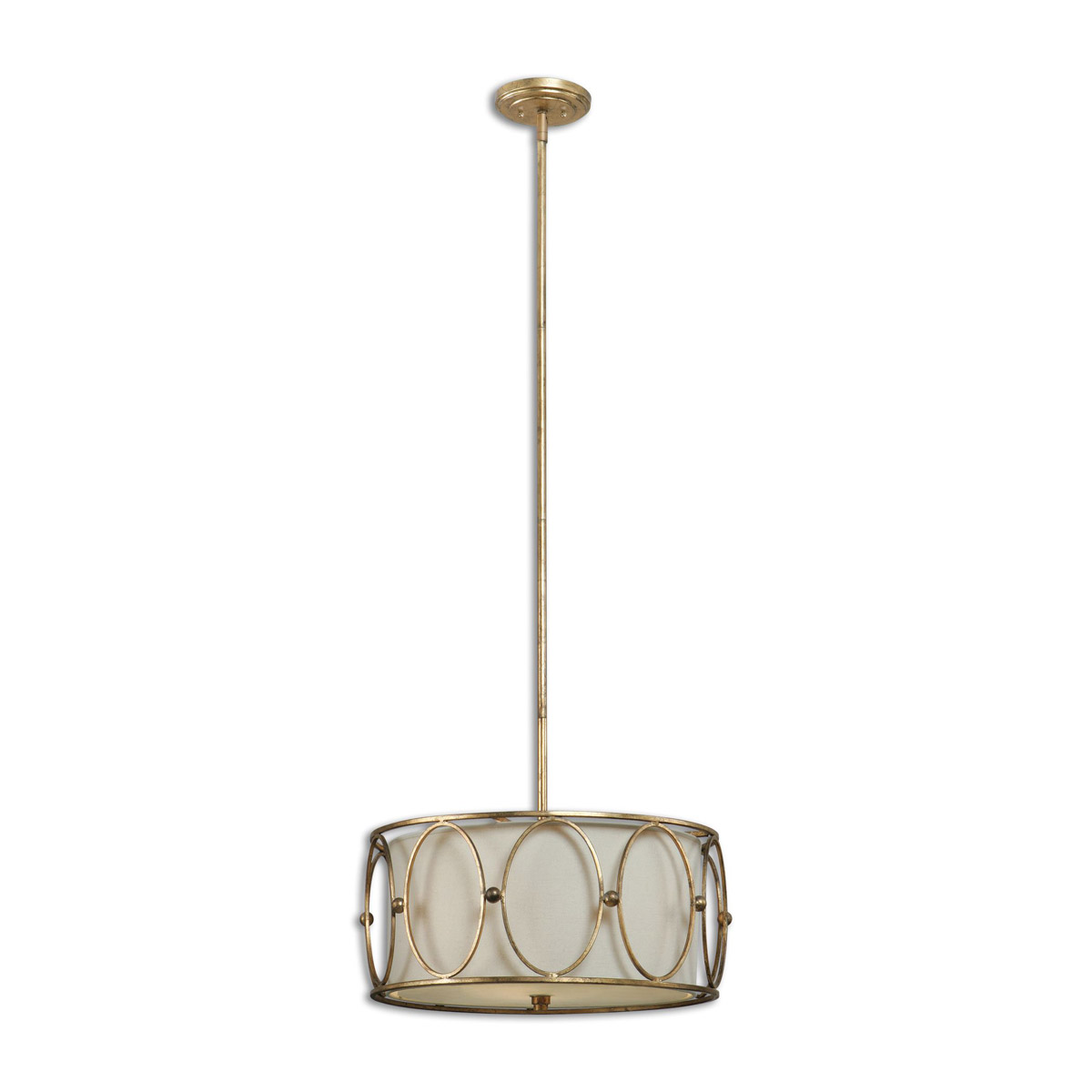 Ovala 3 Light 20 inch Antique Gold Leaf Pendant Ceiling Light