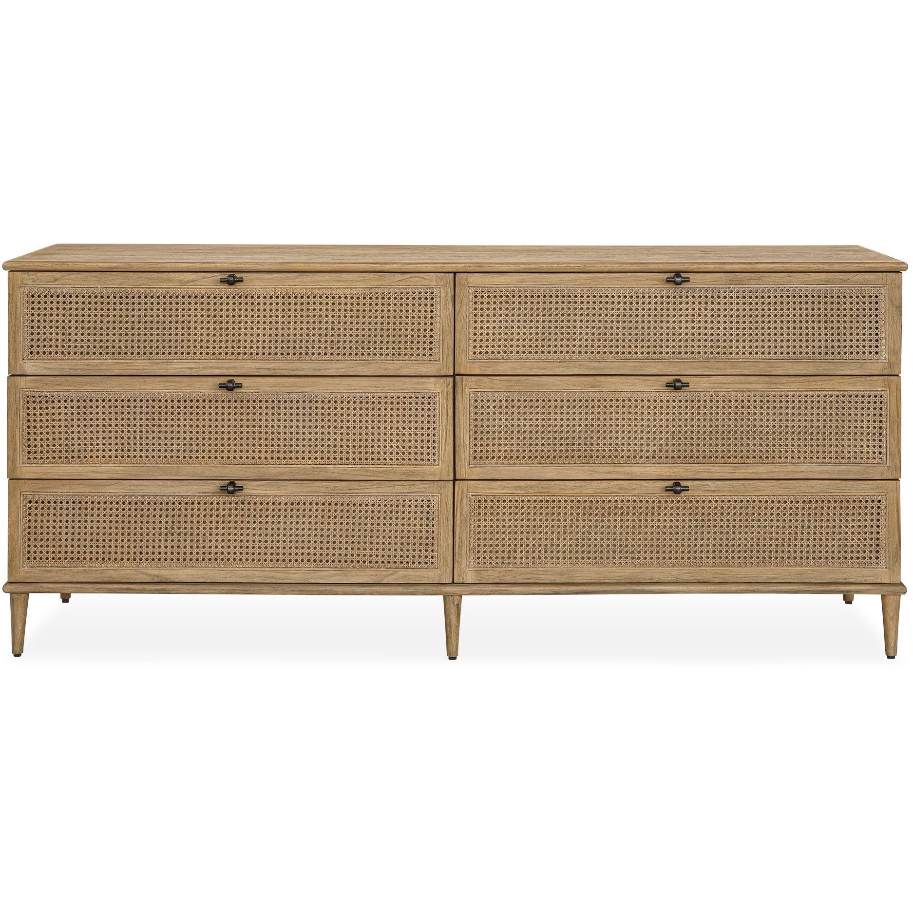 Coast Natural Rattan and Oak 6 Drawer Chest