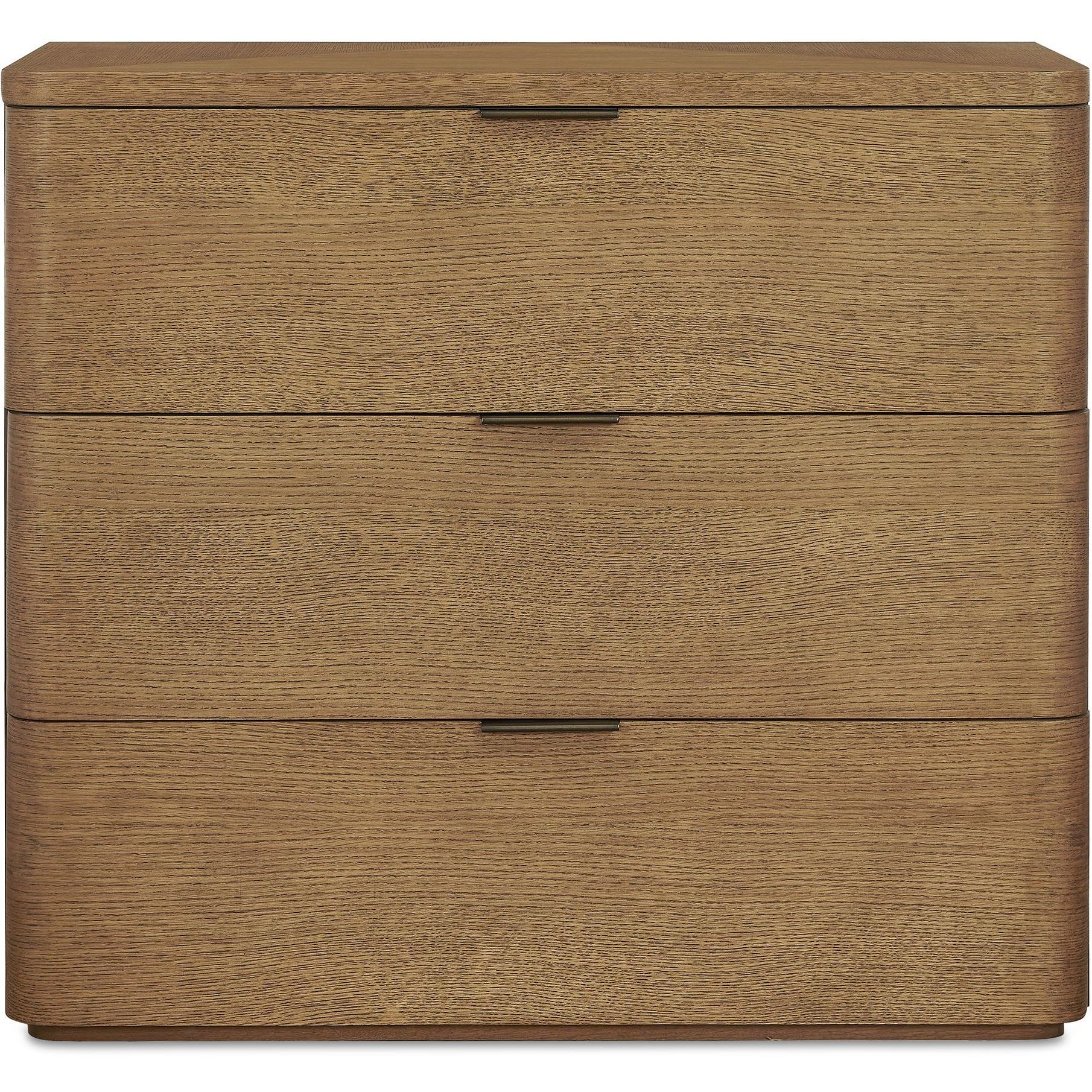 Duluth Oak Veneer and Dark Bronze 3 Drawer Chest