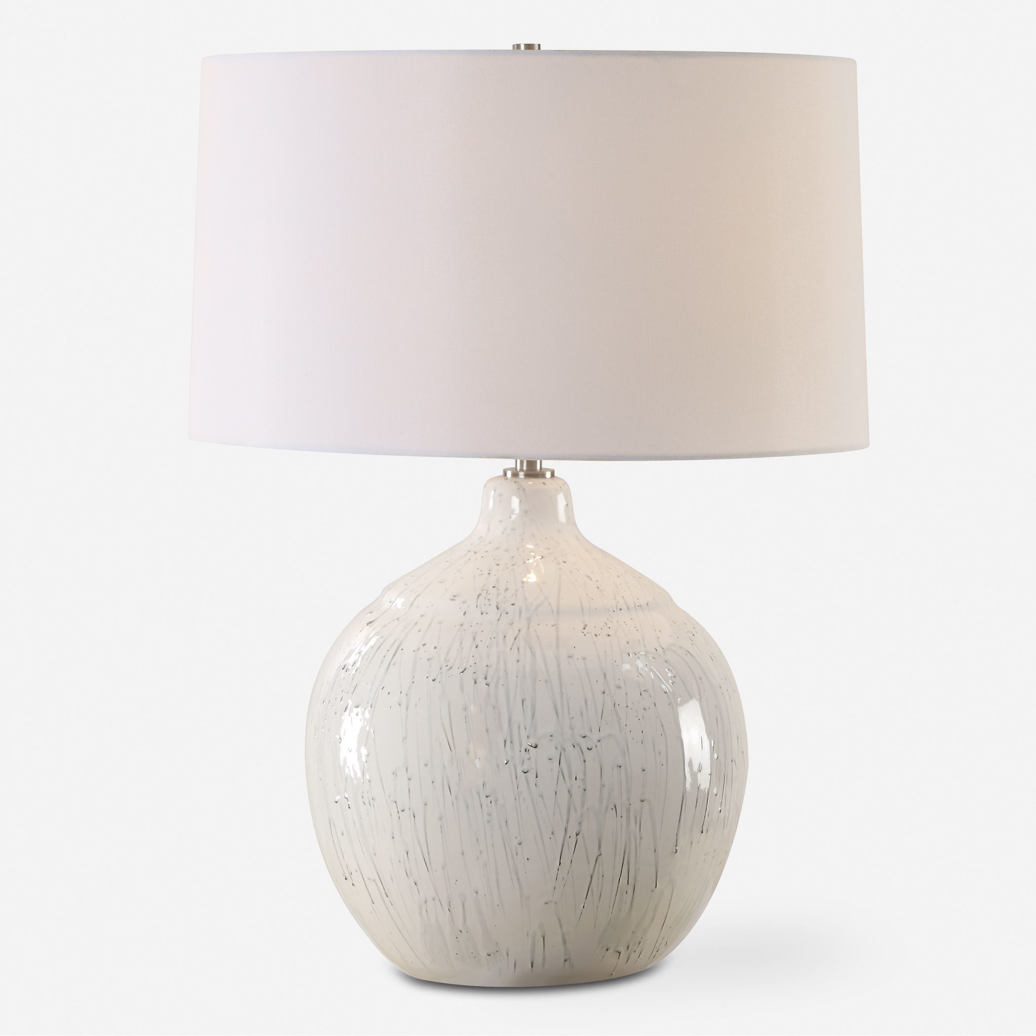 Dribble 25.75 inch 150.00 watt White Glaze with Dripped Gray Texture and Brushed Nickel Table Lamp Portable Light