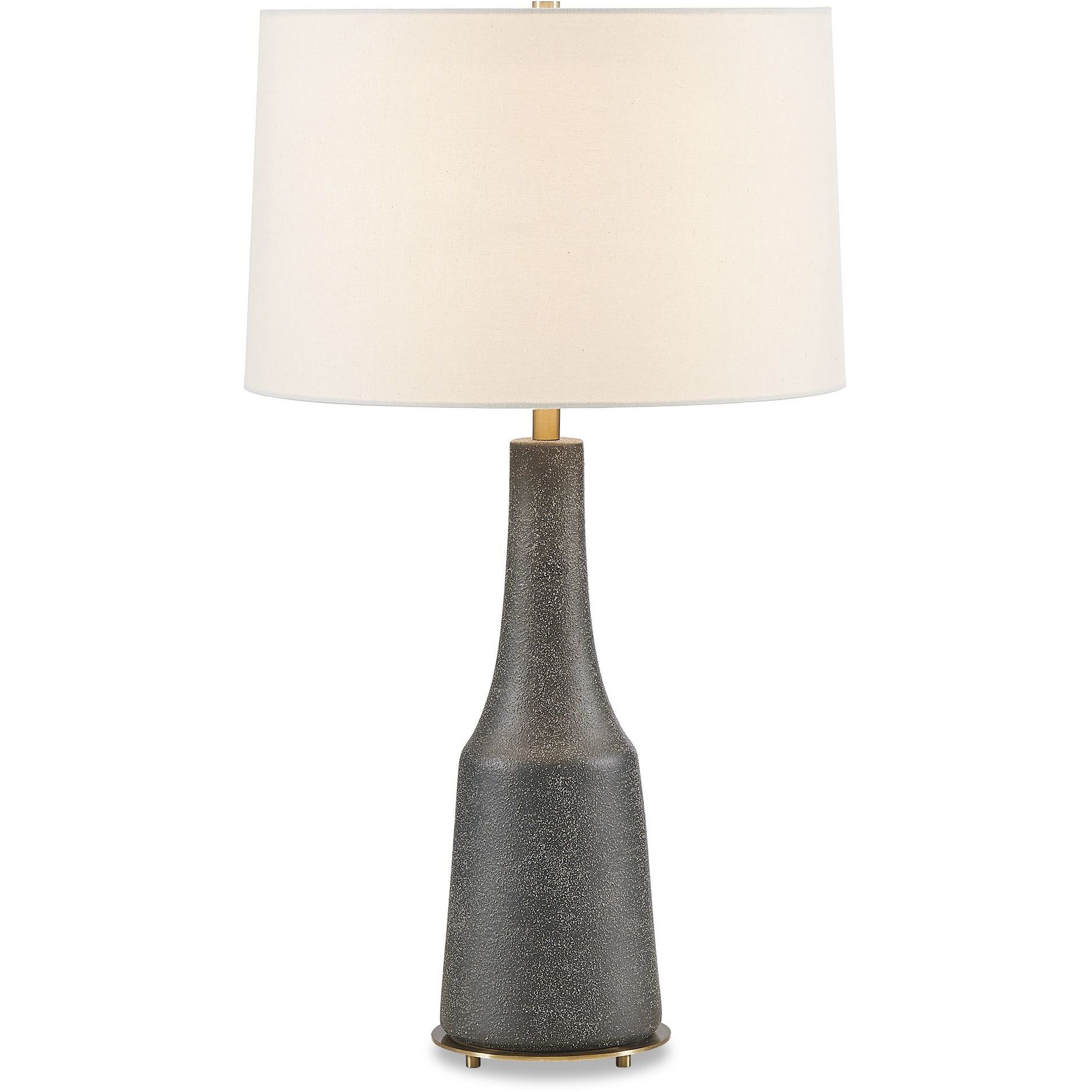 Slovis 28.25 inch 150 watt Dark Charcoal Gray and Antique Brass Table Lamp Portable Light