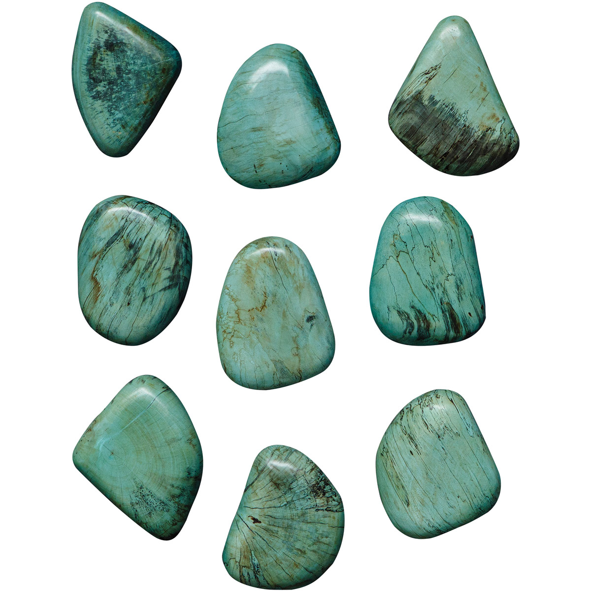 Pebbles Aqua Stain Wood Wall Decor, Set of 9