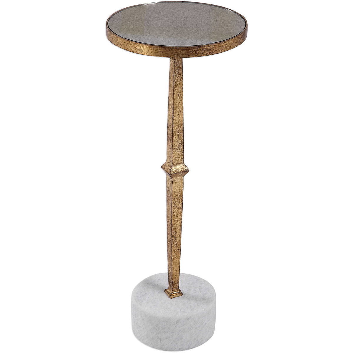 Miriam 25 X 9 inch Antique Gold and Antique Mirror with White Marble Accent Table