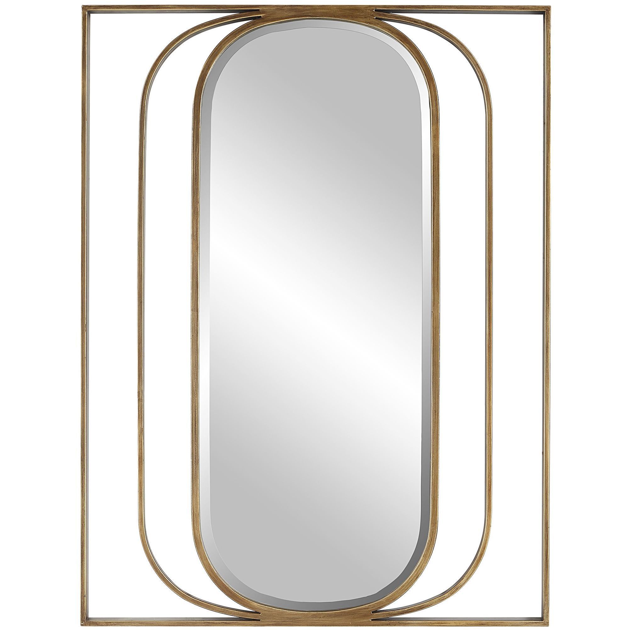 Replicate 40 X 30 inch Antiqued Gold Mirror