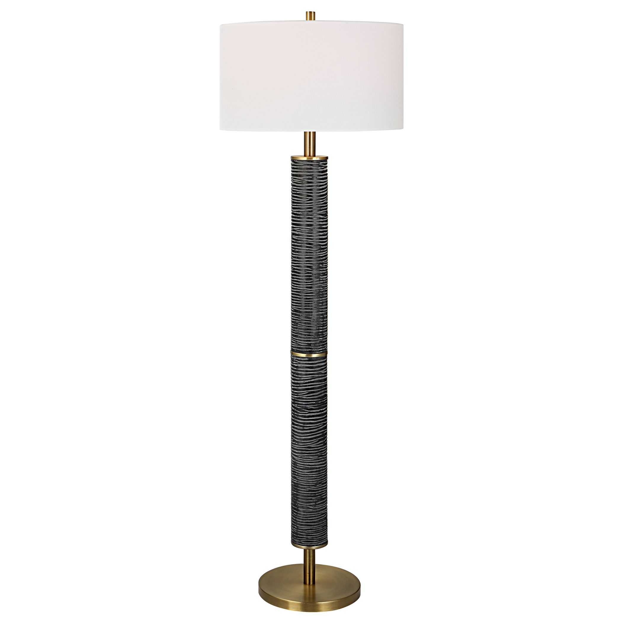 Summit 62.75 inch 150 watt Gray/Black with Solid Iron and Antique Brass Floor Lamp Portable Light
