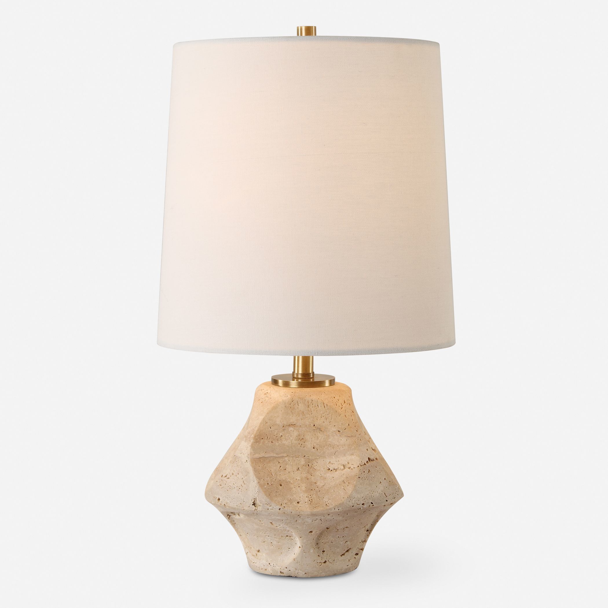 Indent 16.25 inch 60.00 watt Travertine and Antique Brass Accent Lamp Portable Light