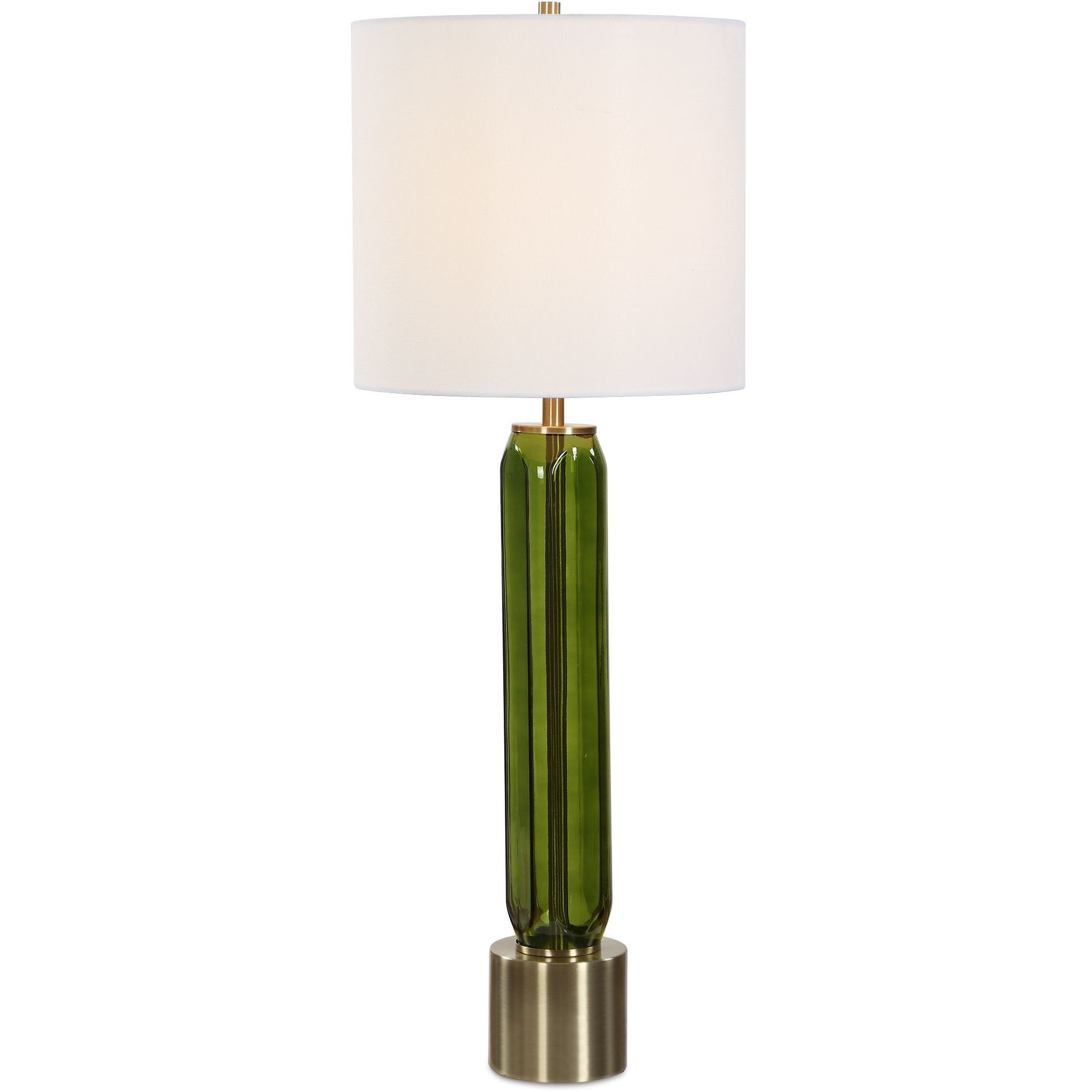 Aspis 31 inch 150 watt Transparent Green Glass and Antique Gold Table Lamp Portable Light