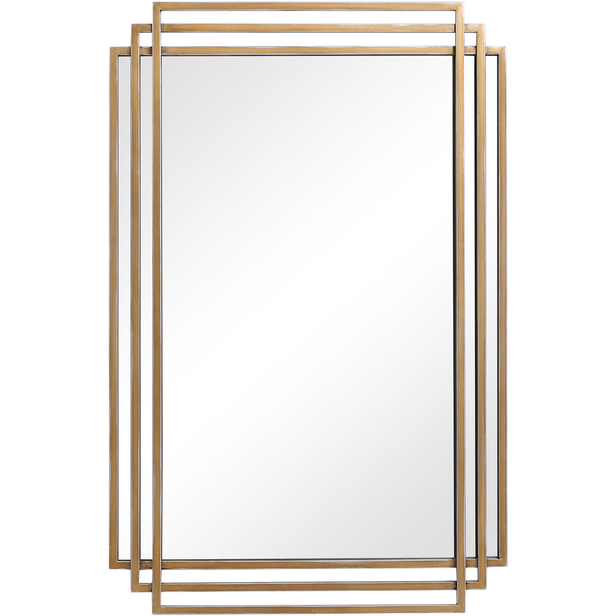 Amherst 37 X 24 inch Distressed Brushed Gold with Silver Highlights Wall Mirror