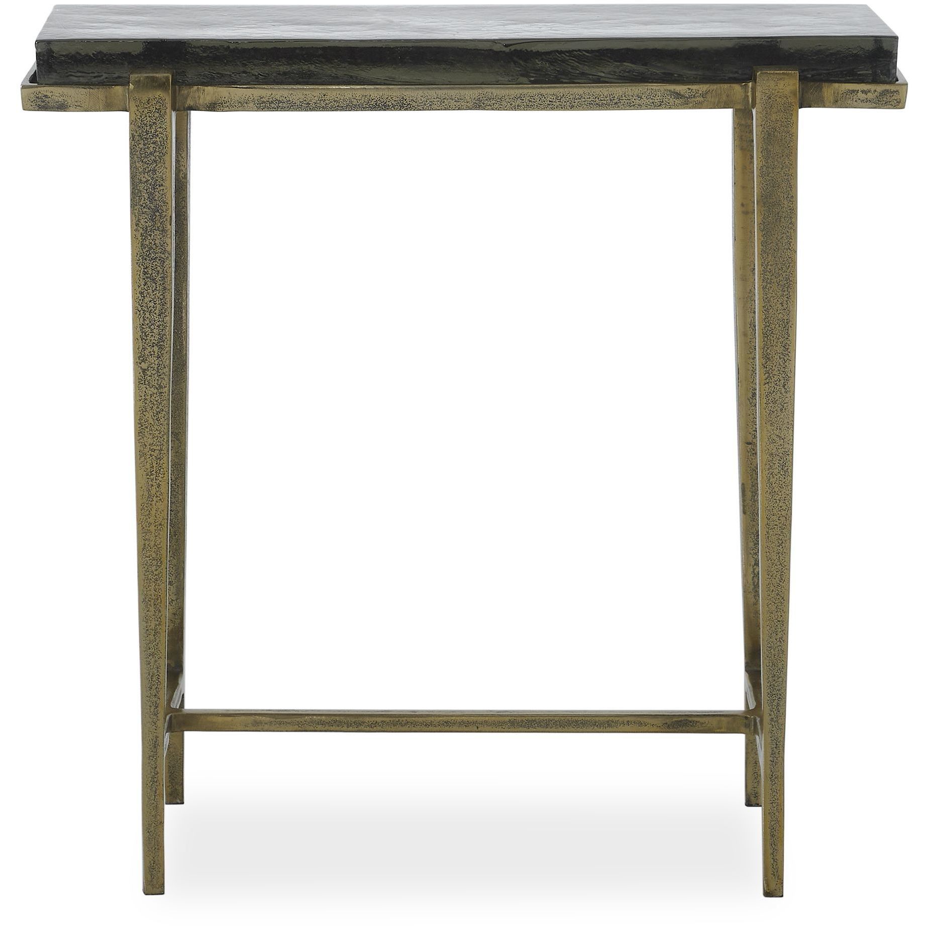 Preston 24.8 X 24 inch Antiqued Brass and Glass Accent Table