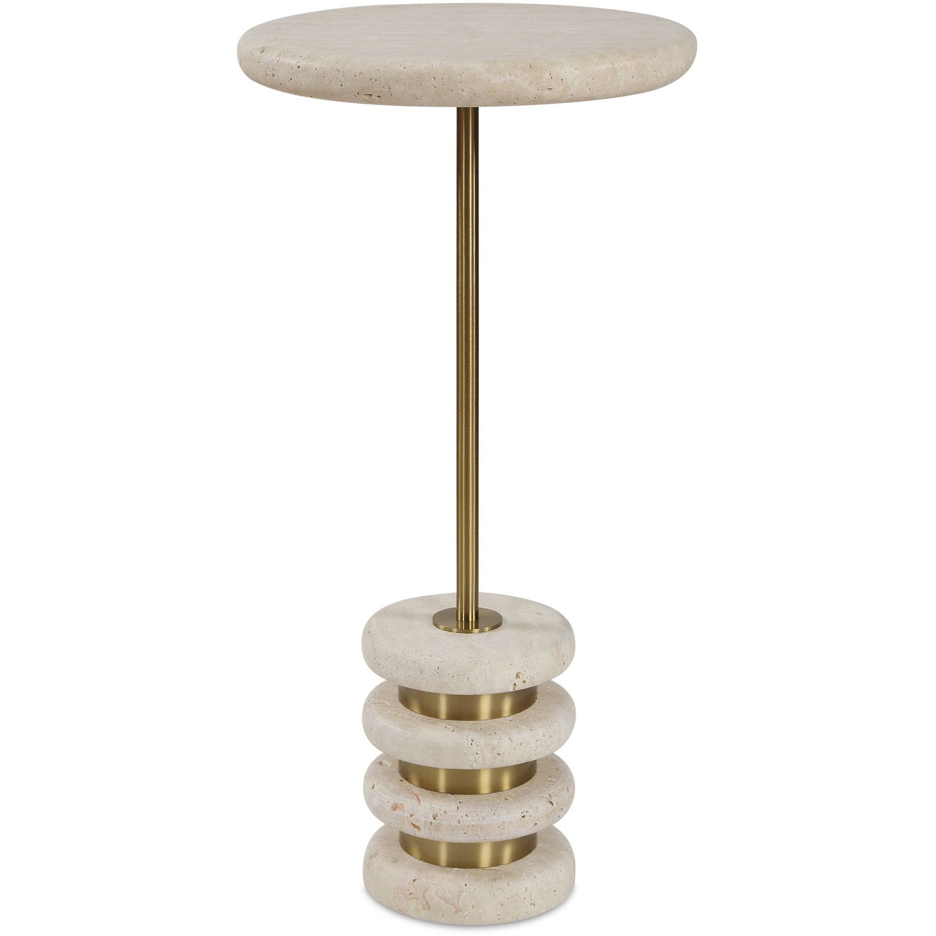 Adames 24 X 12 inch Travertine and Brushed Brass Drink Table