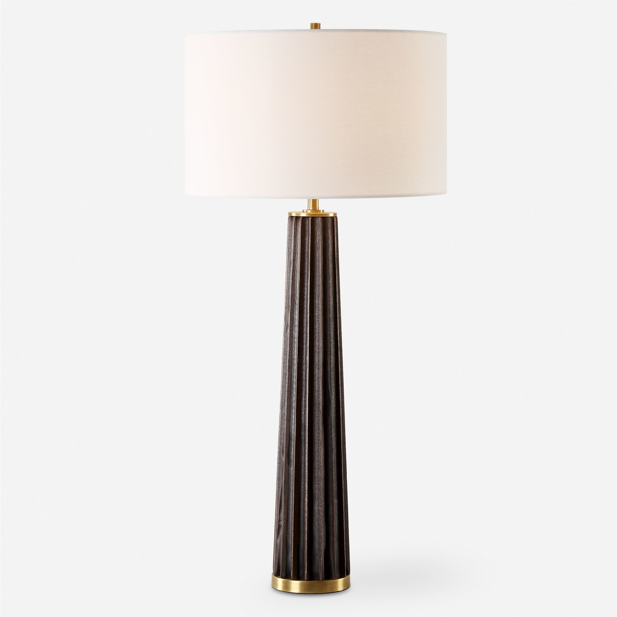 Forage 31.5 inch 100.00 watt Dark Stain Oak and Antique Brass Table Lamp Portable Light