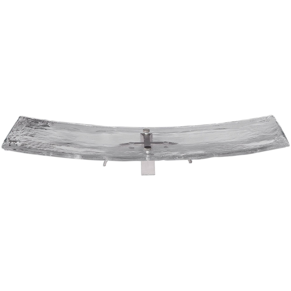 Mika Clear Art Glass and Brushed Nickel Tray