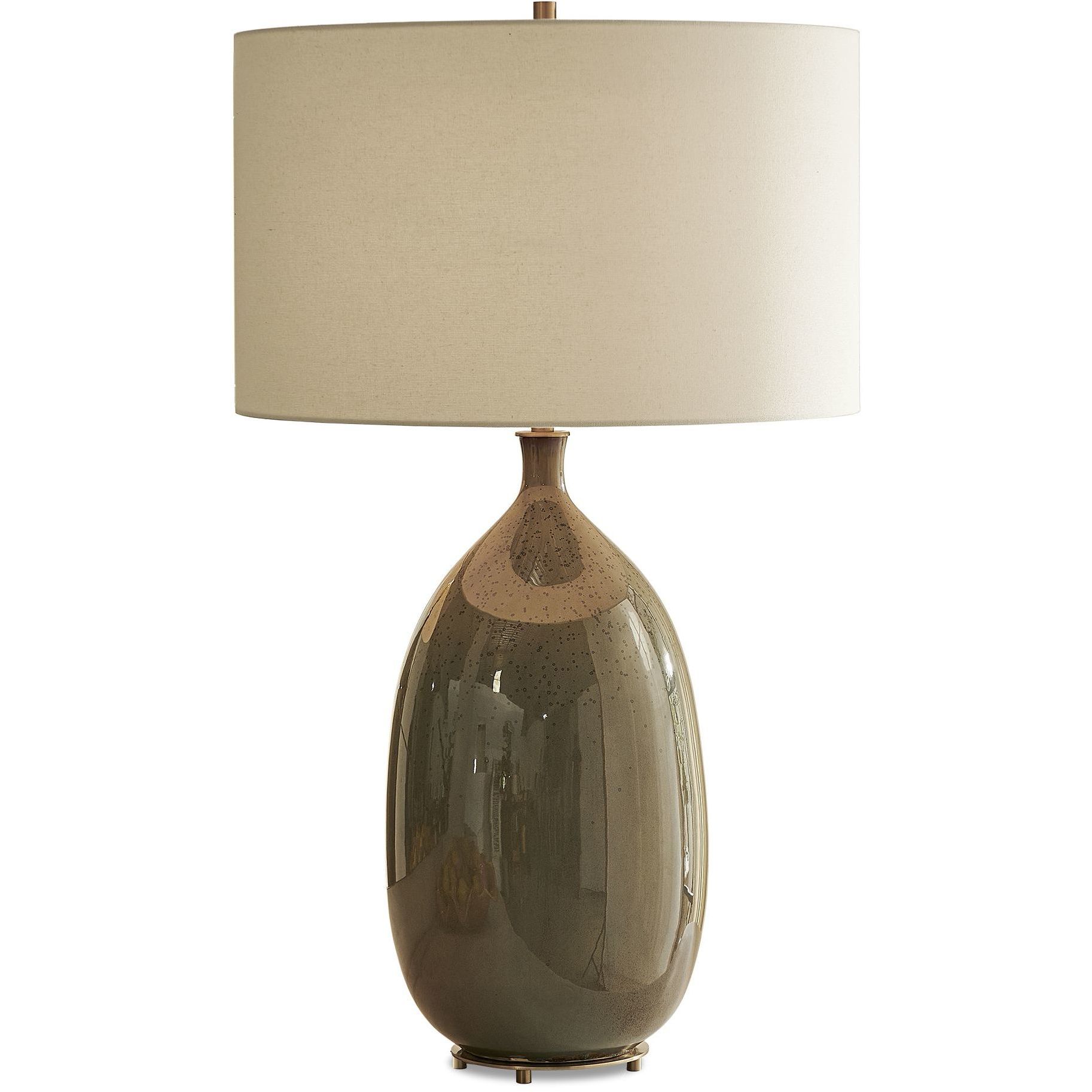 Moultrie 34.5 inch 150 watt Warm Gray Glaze and Antique Brass Table Lamp Portable Light