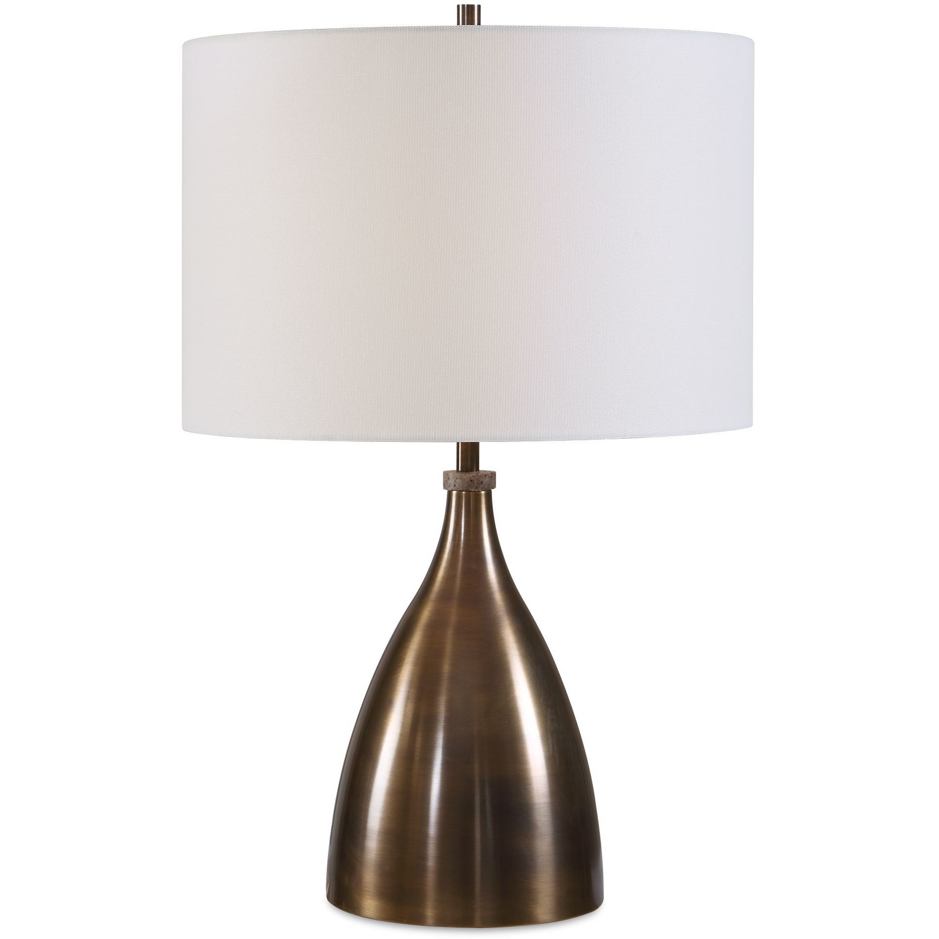Jereko 23.5 inch 150 watt Rubbed Bronze and Travertine and Antique Brass, Table Lamp Portable Light