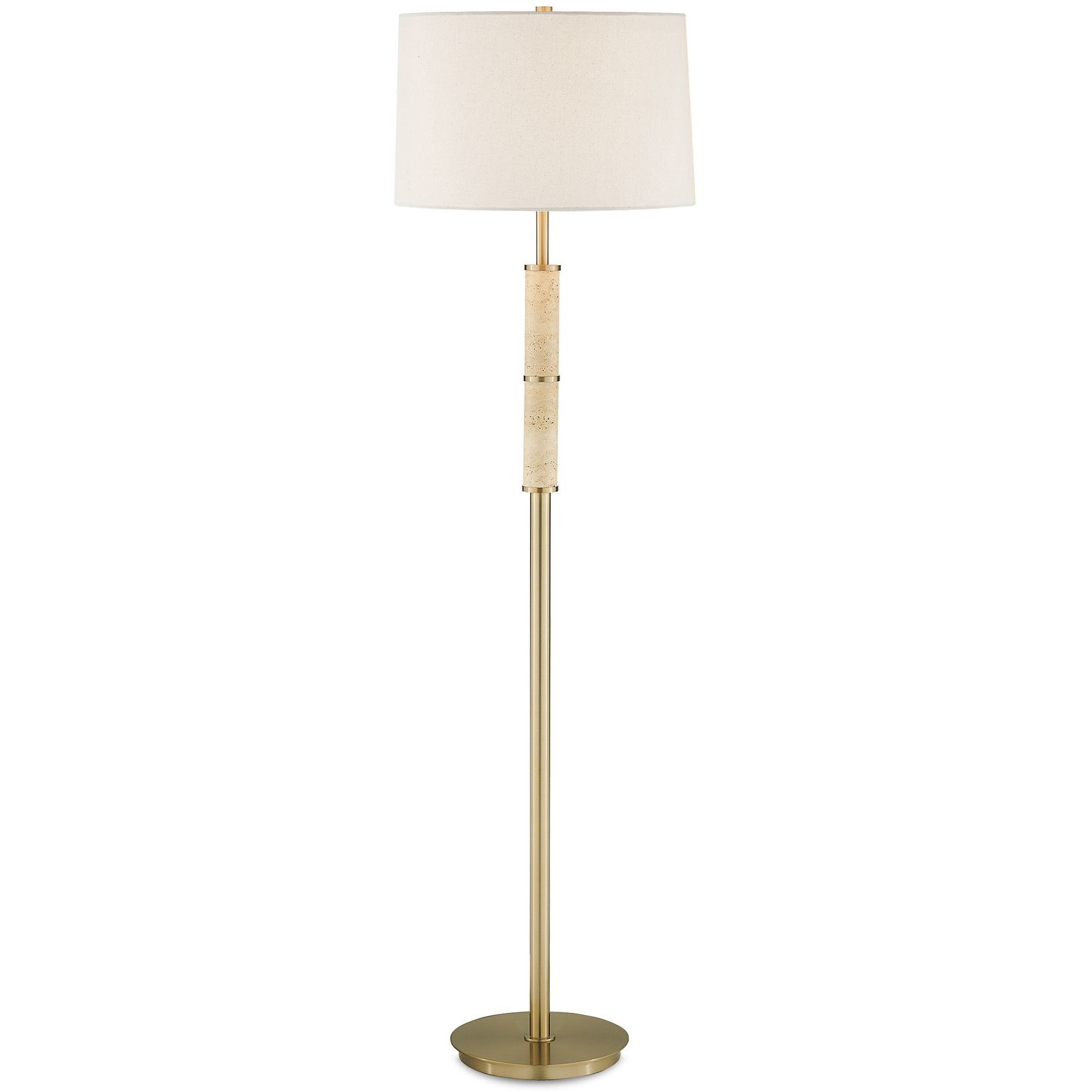 Verlaine 63.5 inch 150 watt Antique Gold and Travertine Floor Lamp Portable Light