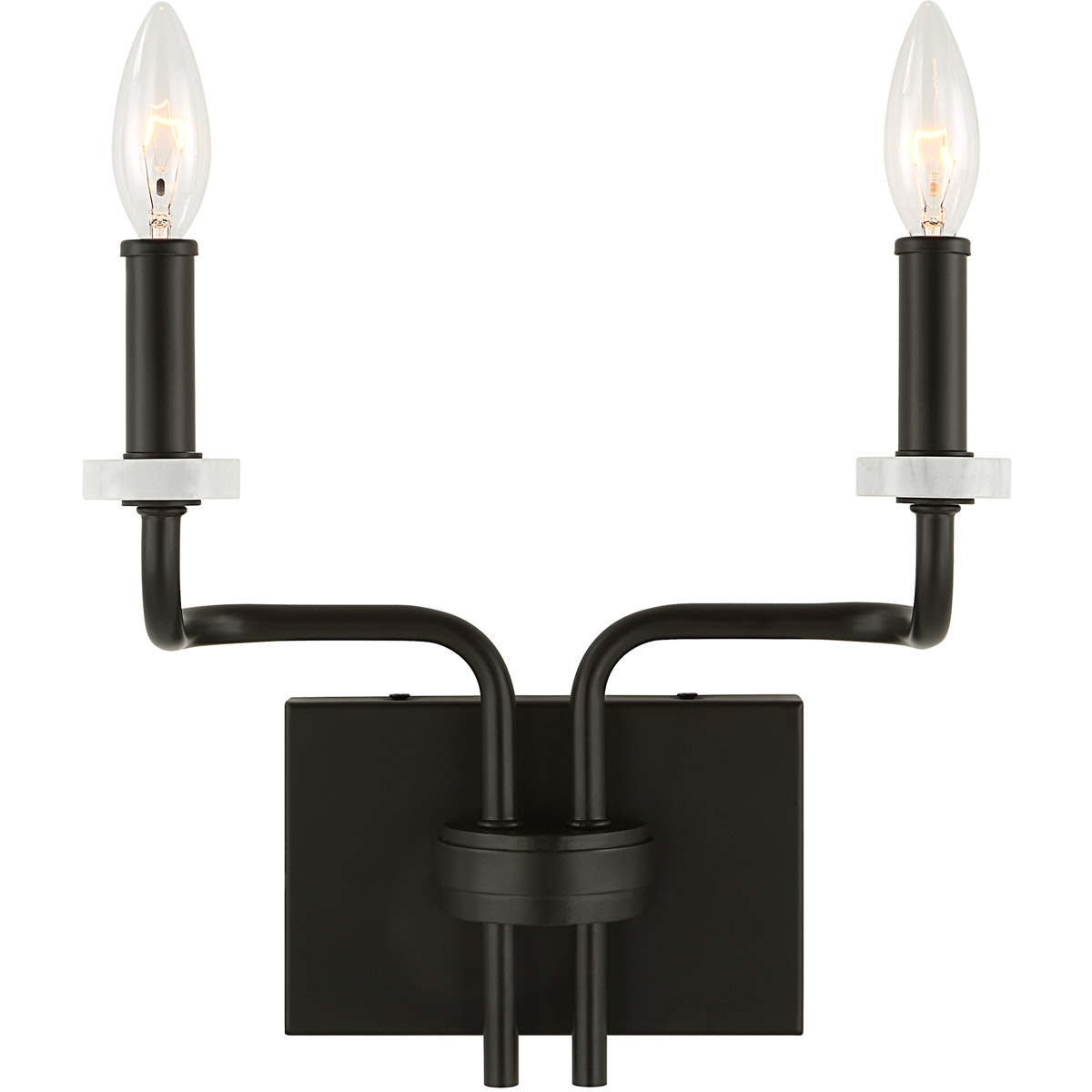 Ebony Elegance 2 Light 12 inch Matte Black and White Marble Sconce Wall Light