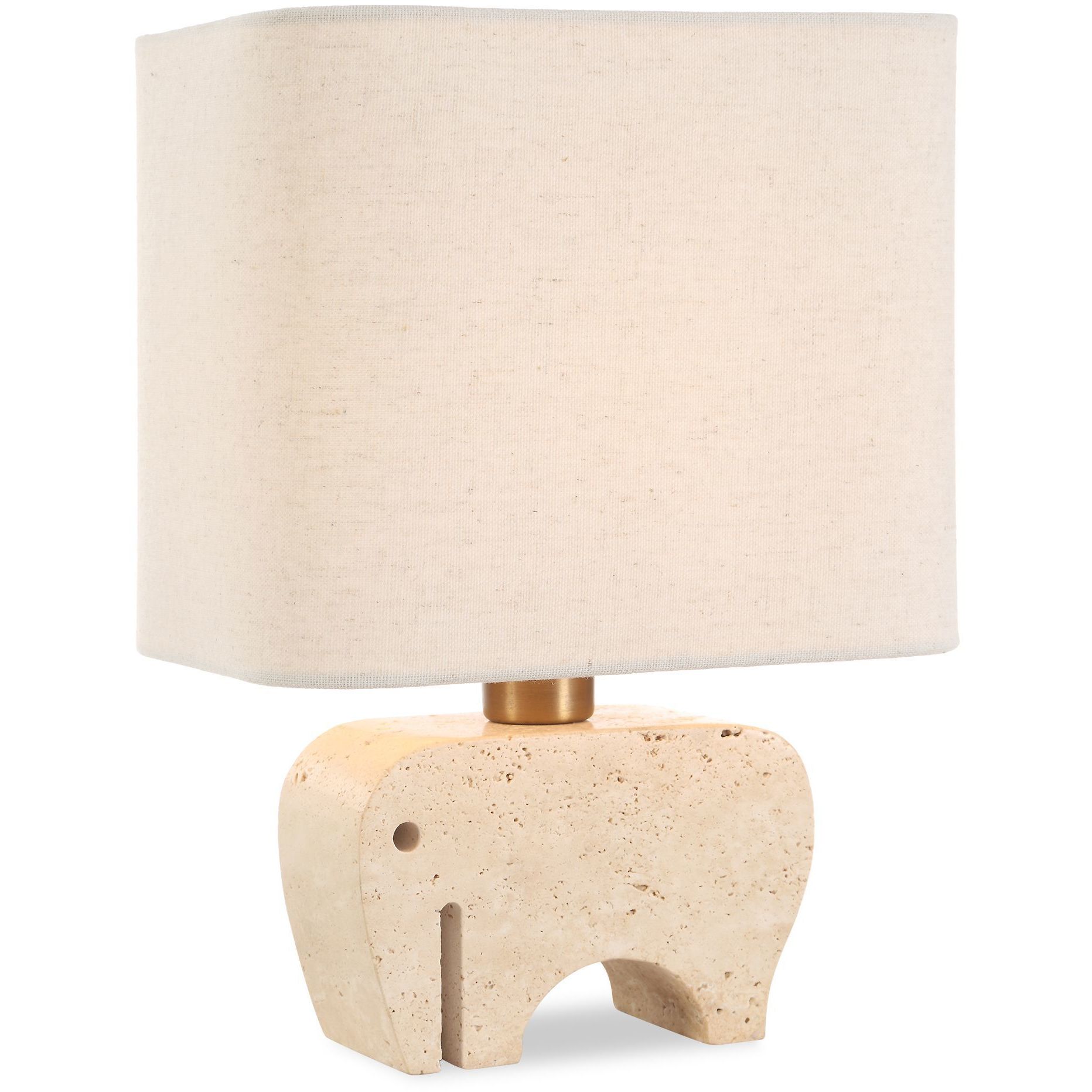 Tusk 11 inch 60.00 watt Beige Travertine ad Brass Accent Lamp Portable Light
