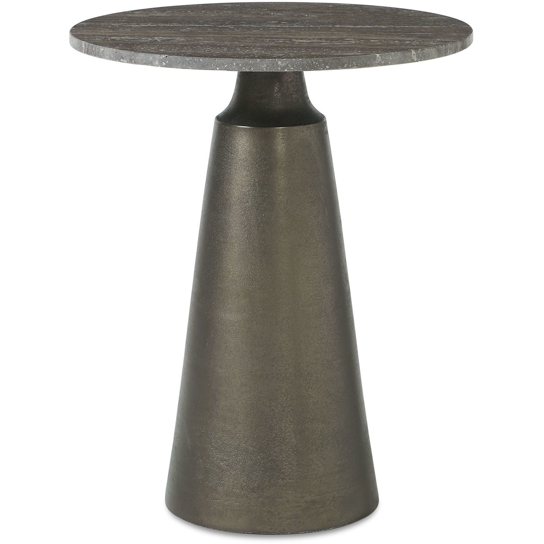Midsummer 24.75 X 20 inch Antique Bronze and Travertine Indoor Outdoor Accent Table