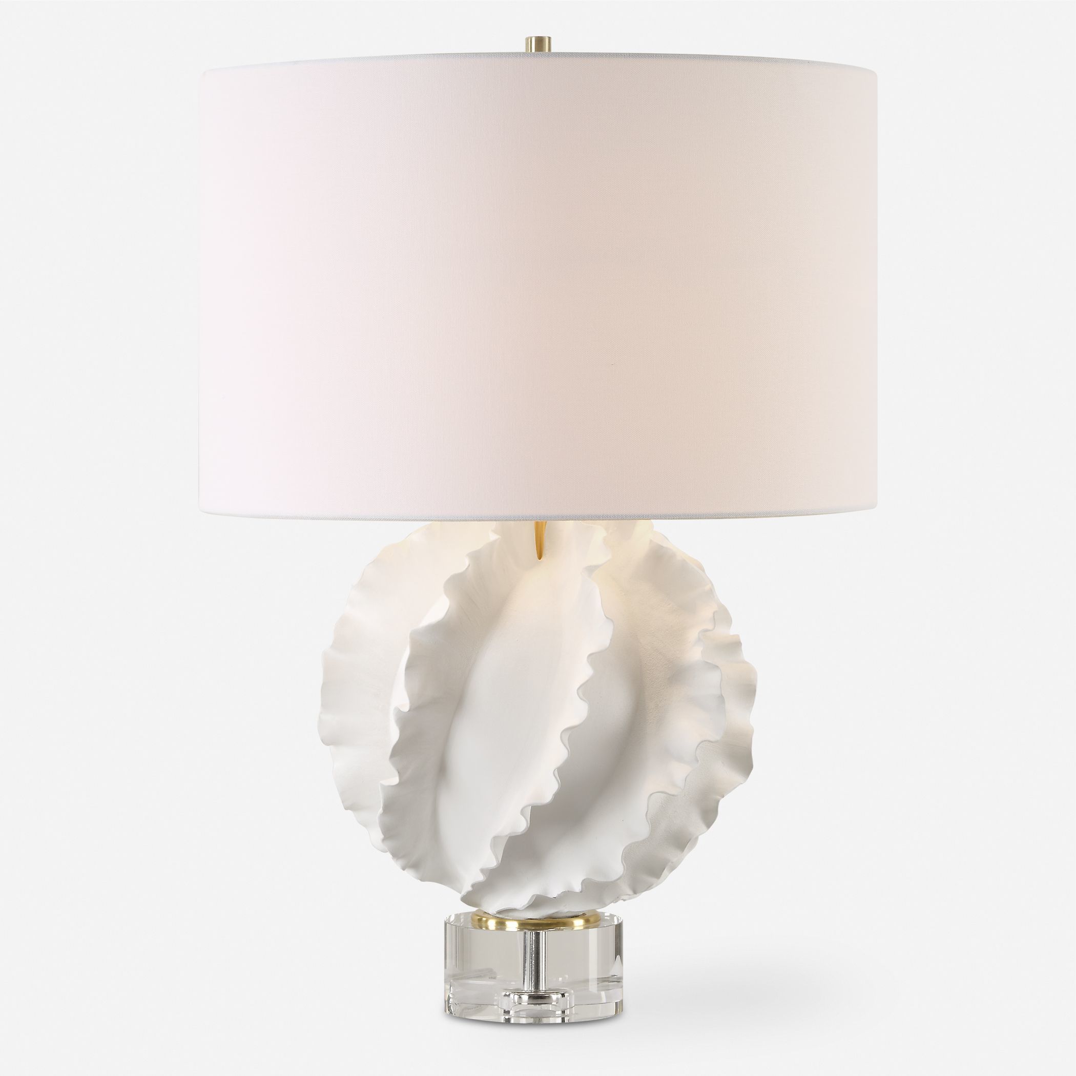 Saylor 27.5 inch 150.00 watt Satin White Glaze with Brass and Crystal Table Lamp Portable Light