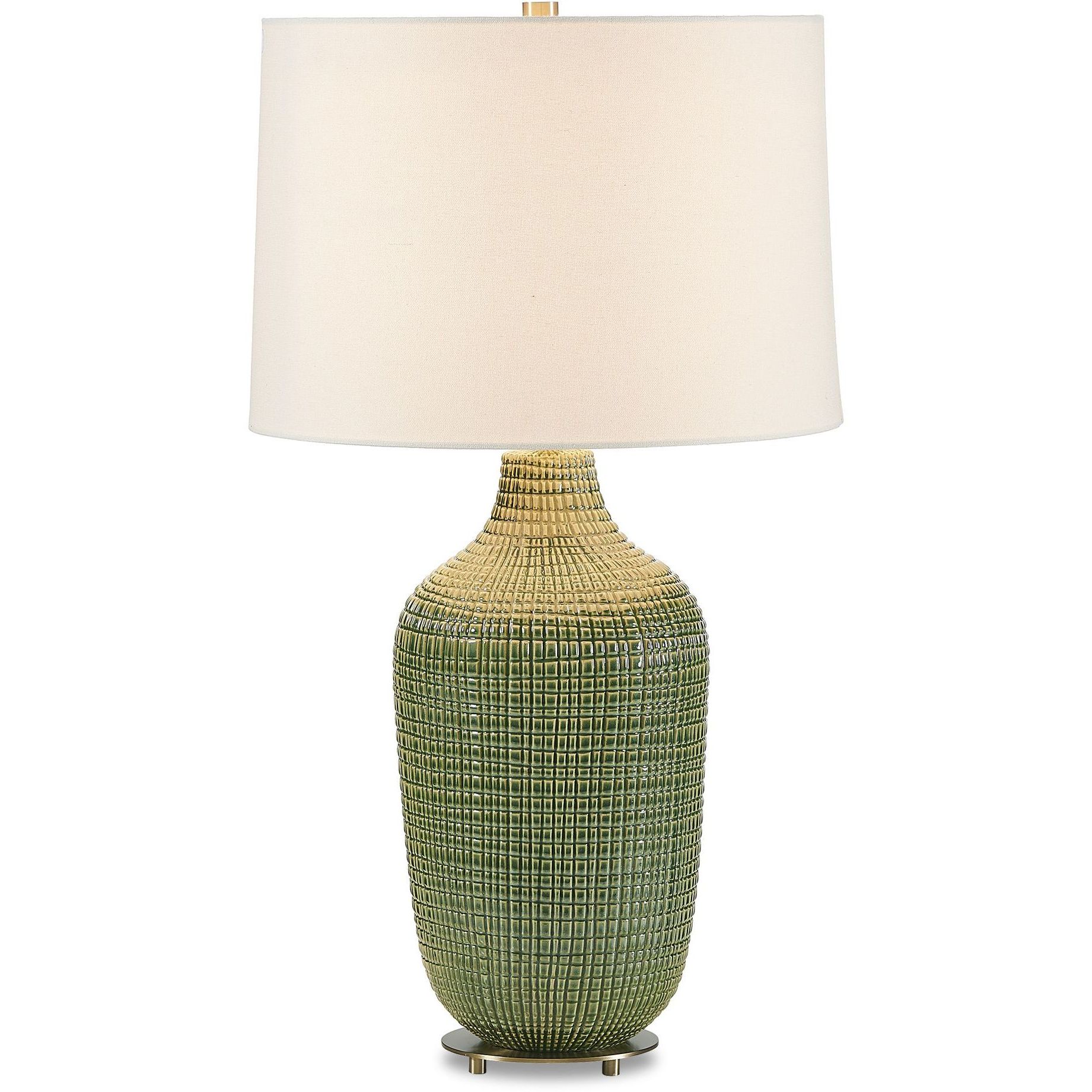 Dulcich 28.75 inch 150 watt Green Glaze and Antique Brass Table Lamp Portable Light