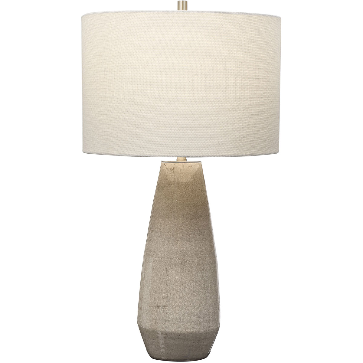 Volterra 27.5 inch 150 watt Crackled Taupe-Gray and Antique Brushed Brass Table lamp Portable Light