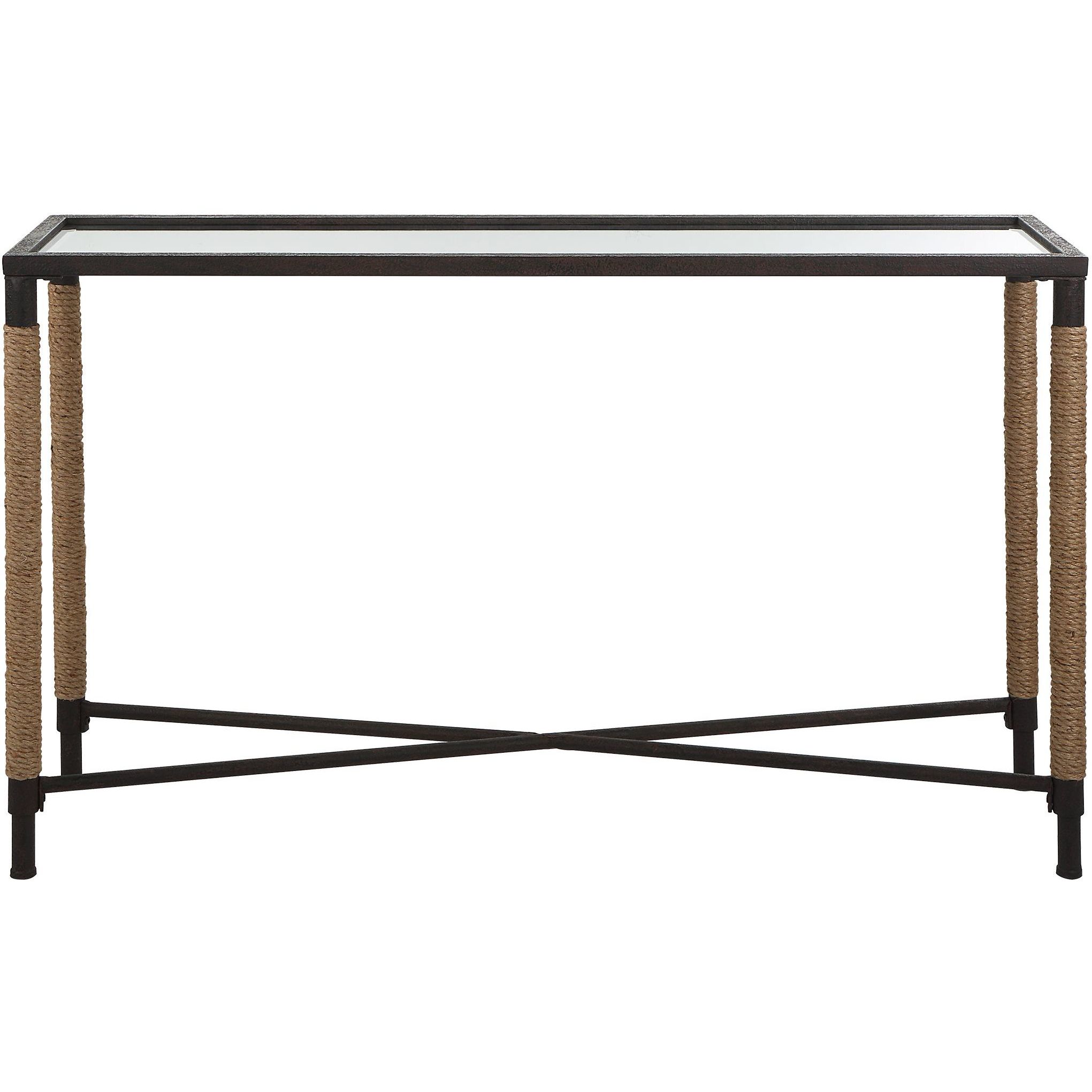 Braddock 52 inch Rustic Iron and Natural Fiber Rope Console Table