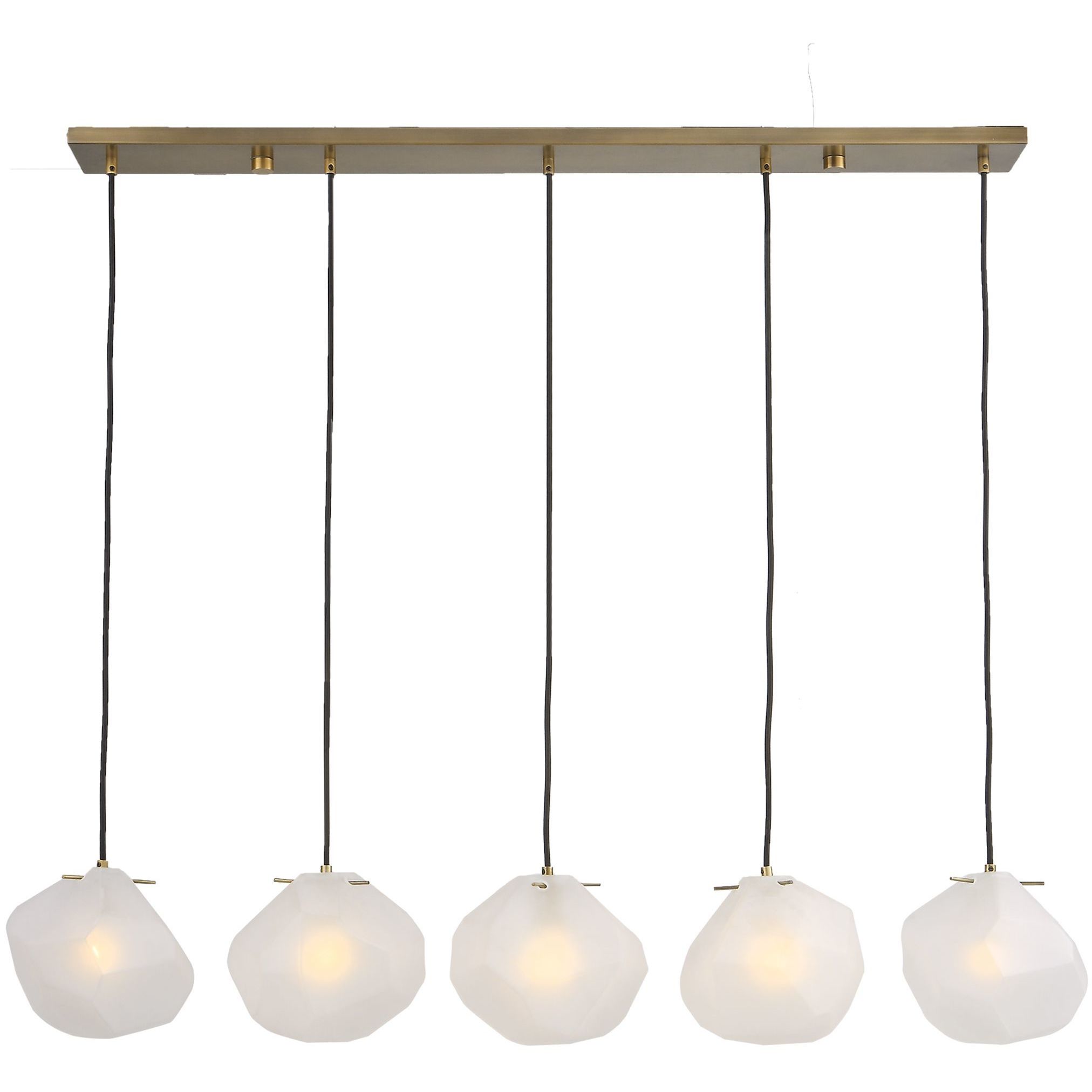 Geodesic 5 Light 47 inch Matte Antique Brass Linear Pendant Ceiling Light