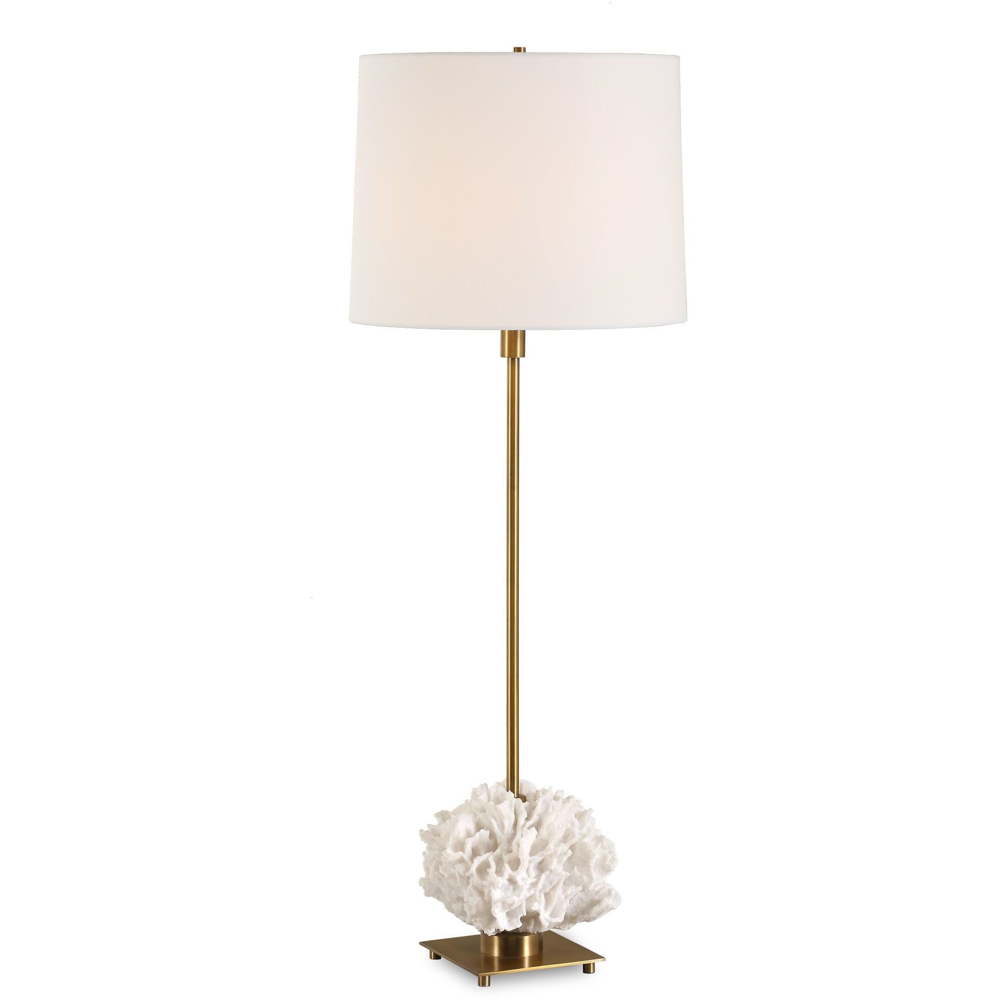 Caronia 35.5 inch 150.00 watt Ivory Coral and Antique Brass Buffet Lamp Portable Light
