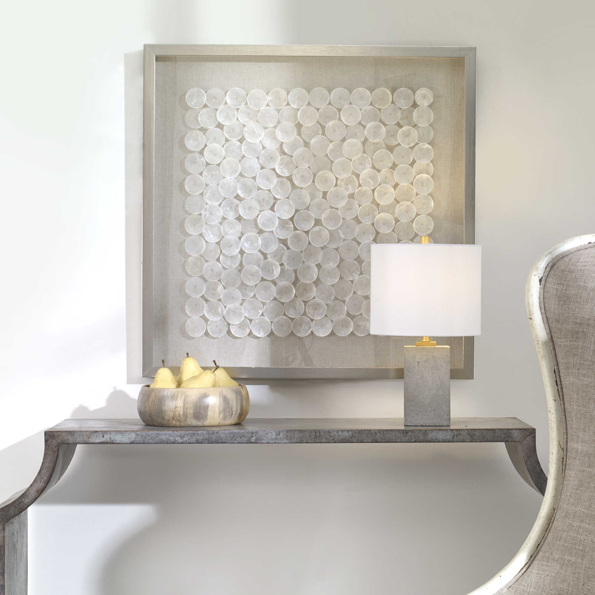 Roxas Capiz Shells and Brushed Silver Shadow Box
