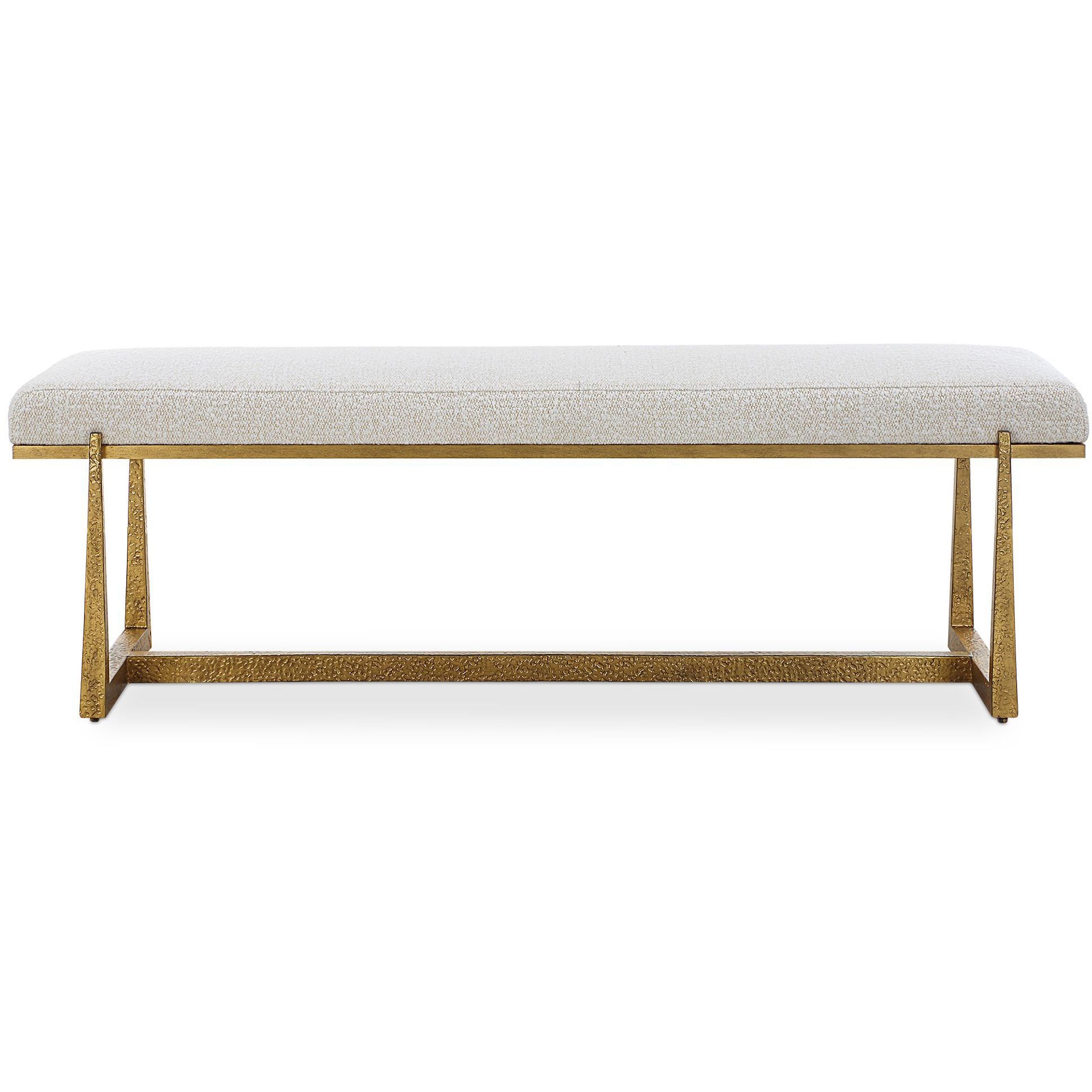 Midas Textured Antique Gold and Driftwood Toned Polyester Bench