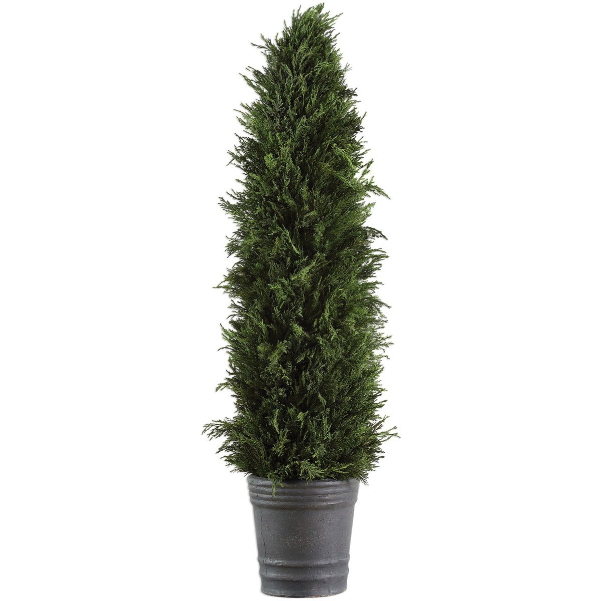Cypress Cone Aged Dark Gray Topiary