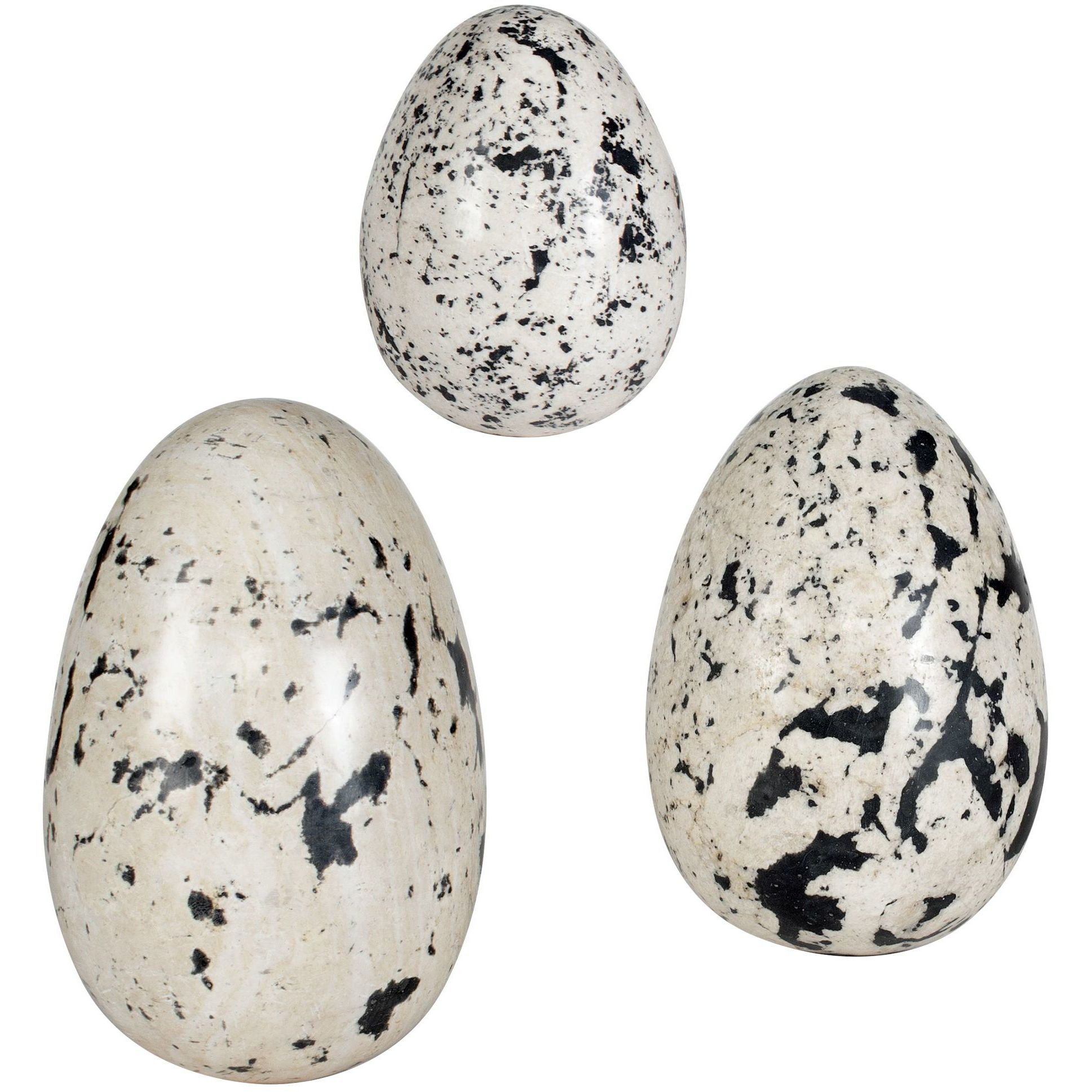 Nest Trio Beige and Charcoal Indoor Outdoor Decorative Eggs, Set of 3