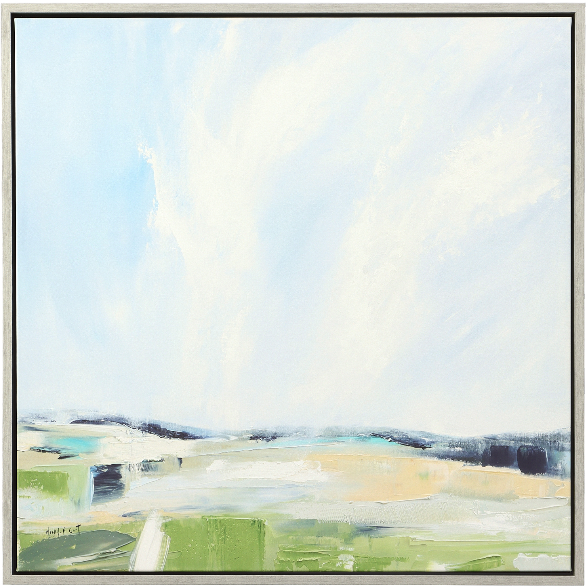 For His Glory Powder Blue and Silver Framed Landscape Art