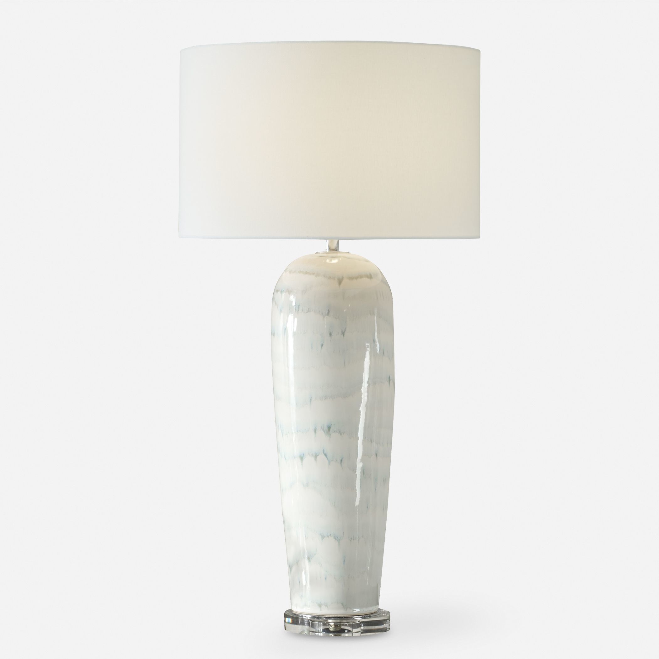 Arden 32.5 inch 150.00 watt Smoky Blue Glaze with Brushed Nickel and Crystal Table Lamp Portable Light