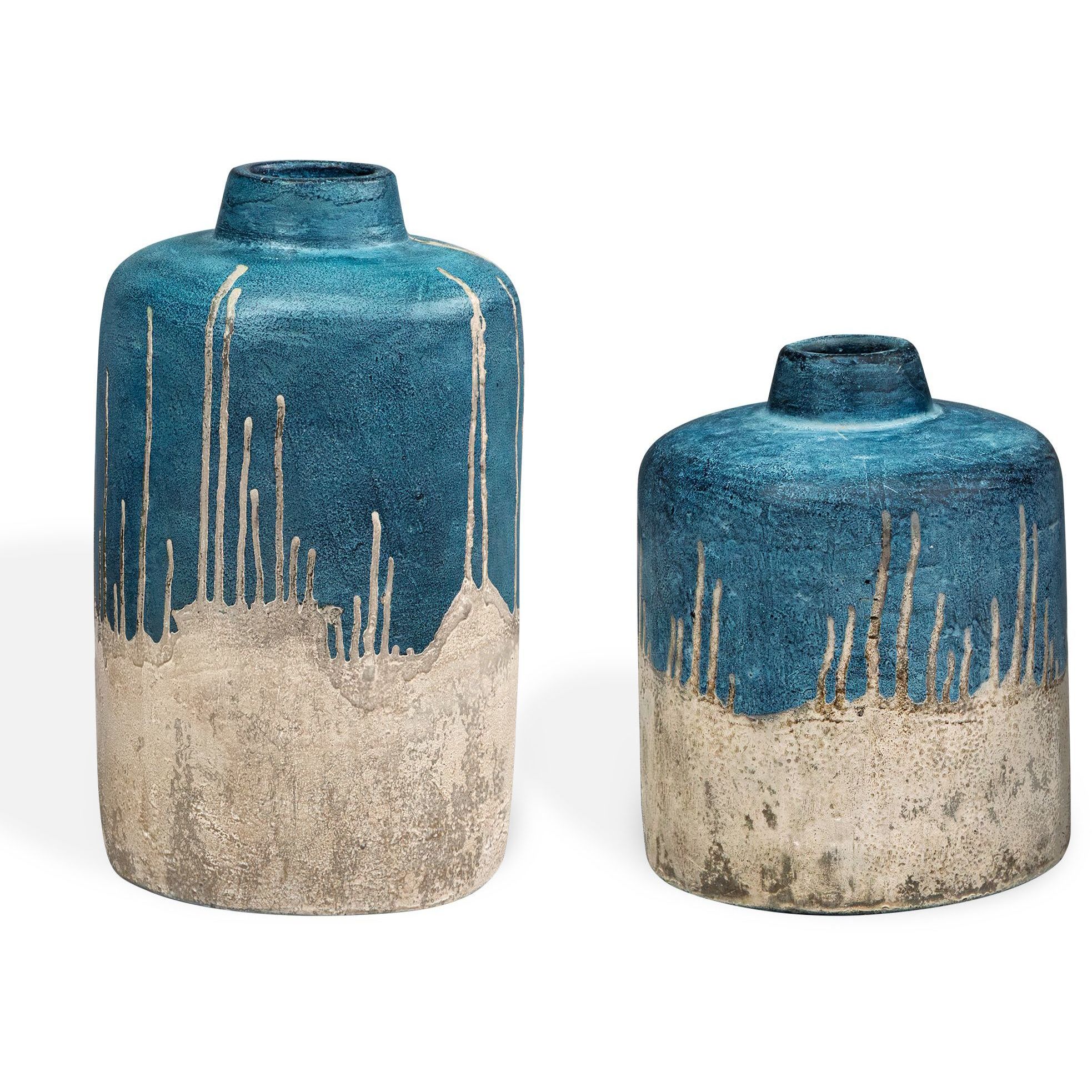 Coastal Cascade 13.5 X 8.25 inch Indoor-Outdoor Vases, Set of 2