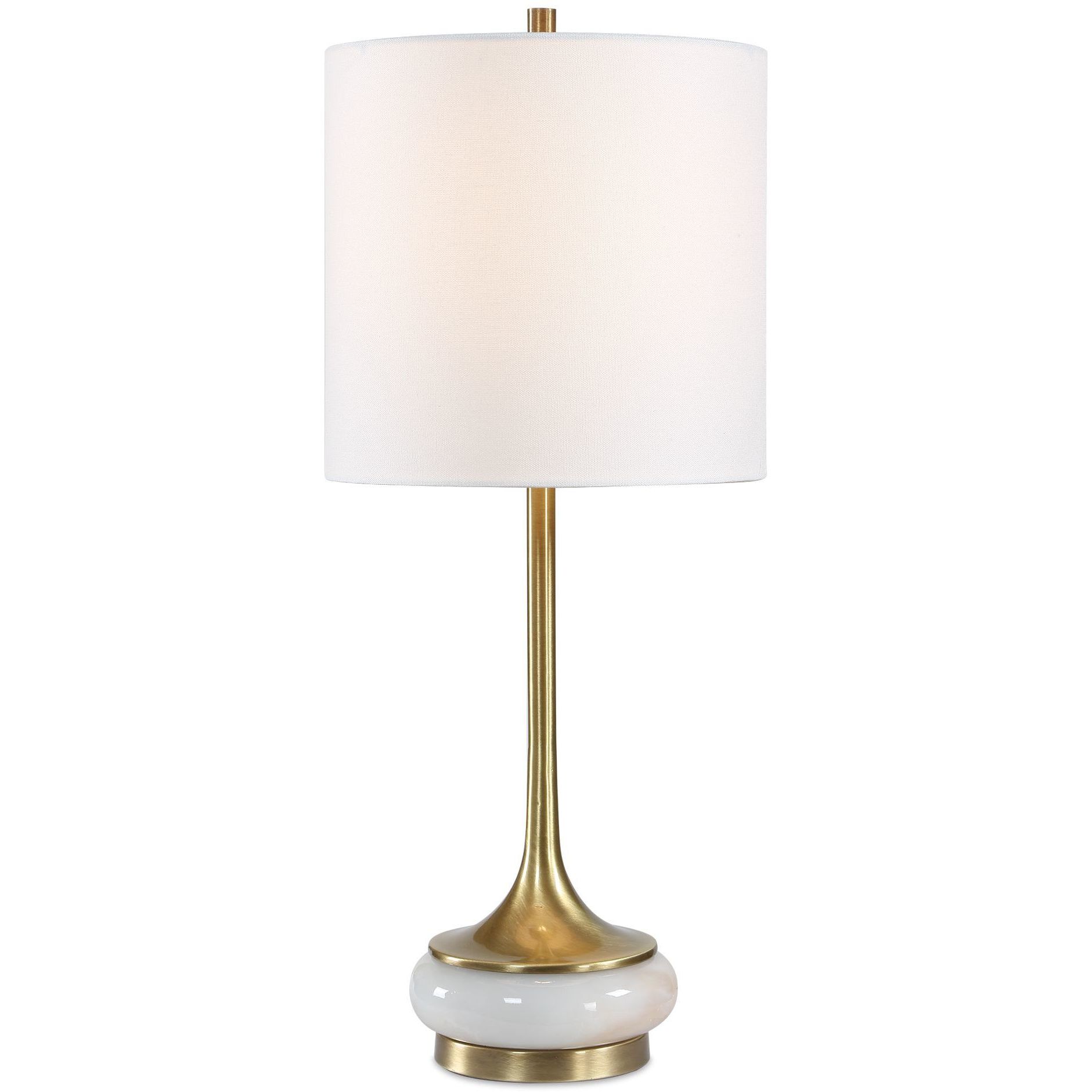 Molena 21.75 inch 100 watt Antique Brass and Pearly Stone Table Lamp Portable Light