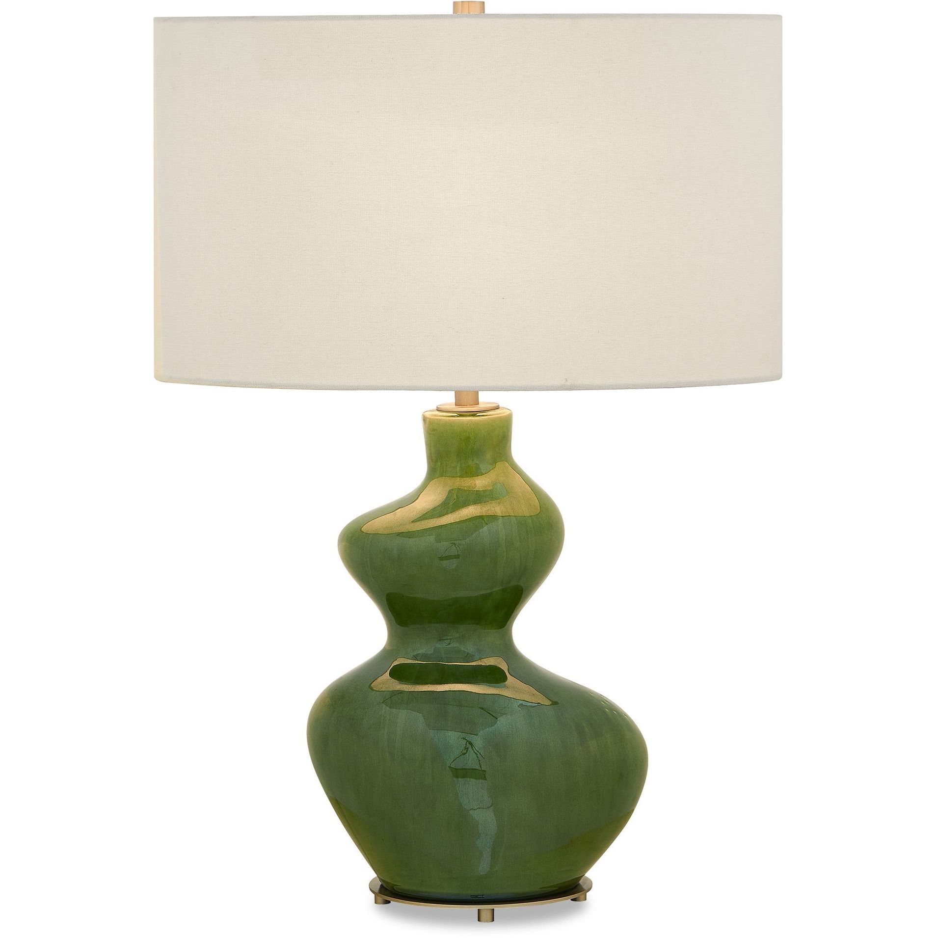 Esall 28.75 inch 150 watt Dark Green Glaze and Antique Brass Table Lamp Portable Light
