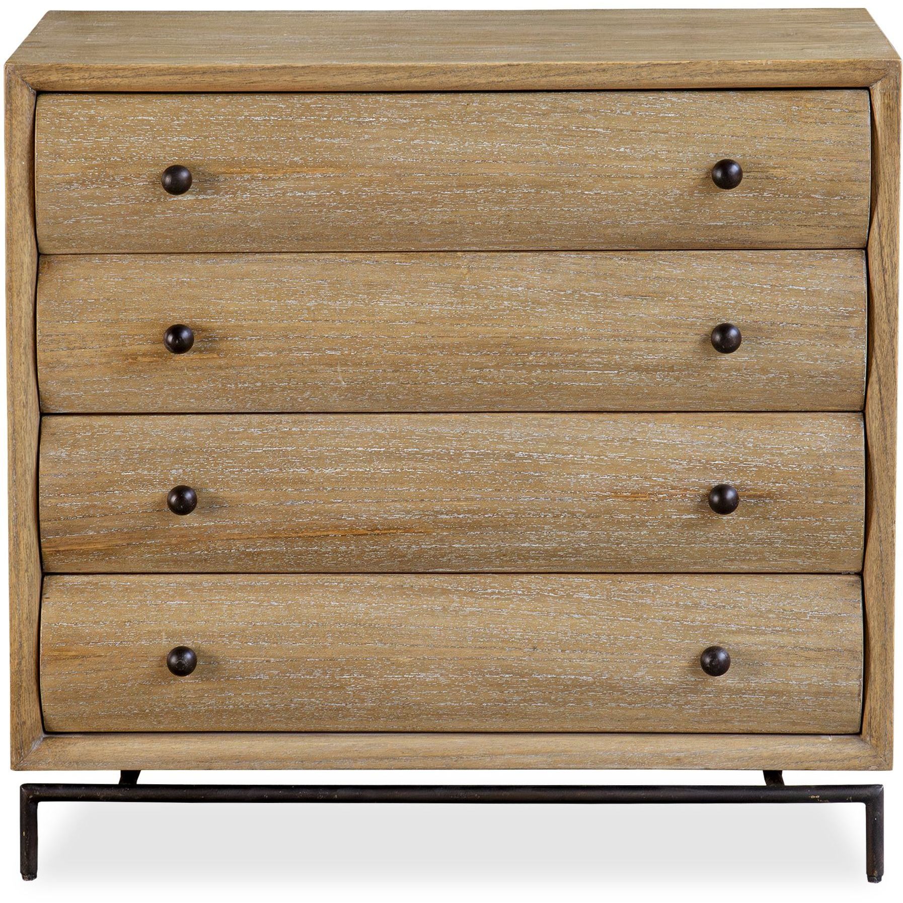 Millard Natural Wood and Bronze 4 Drawer Chest