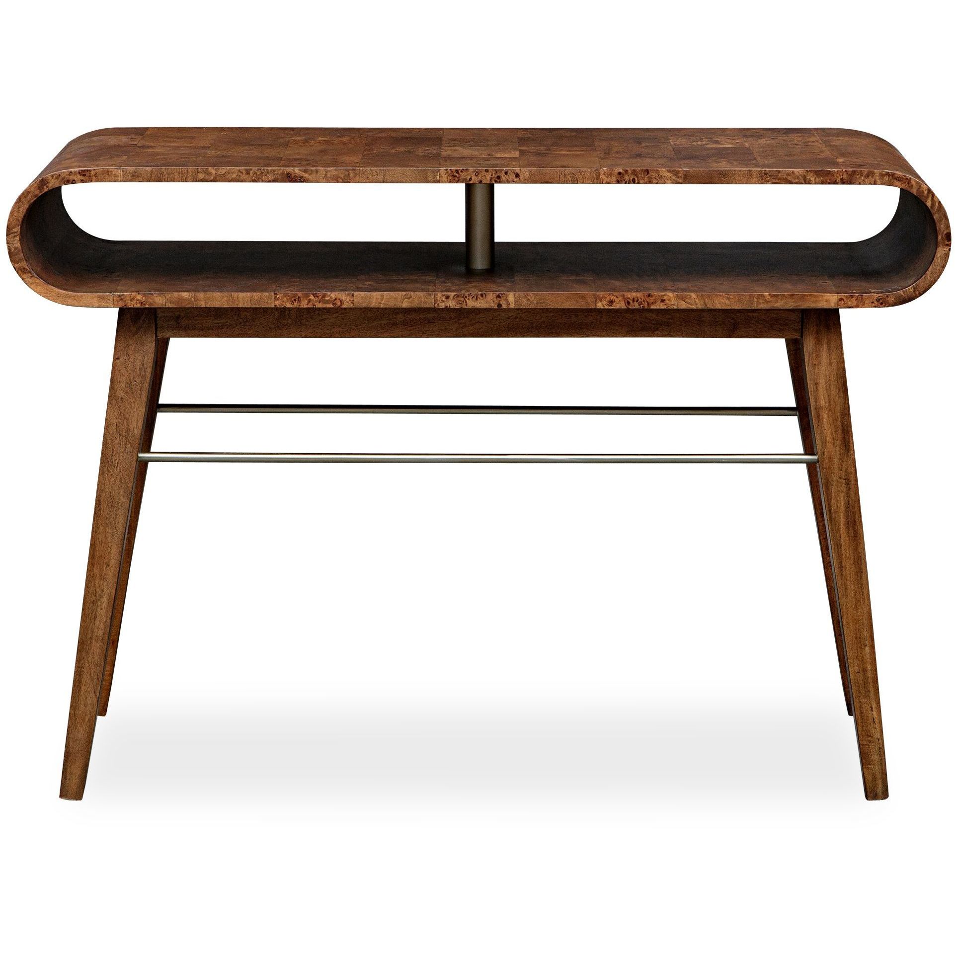 Ledger 46 inch Burl Veneer and Java Wood with Brass Console Table