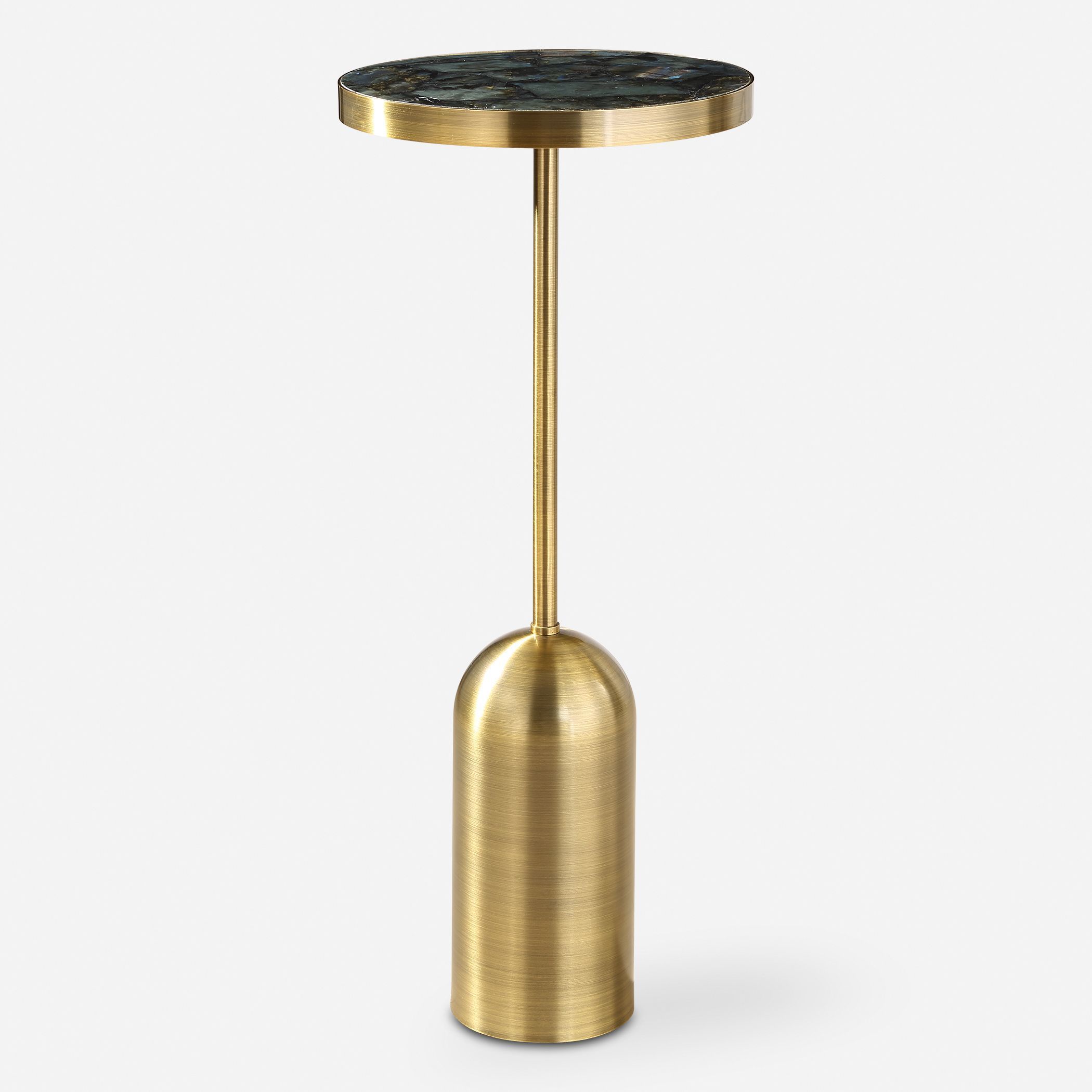Pascal 24.25 X 10.25 inch Iridescent Labradorite and Brushed Brass Drink Table