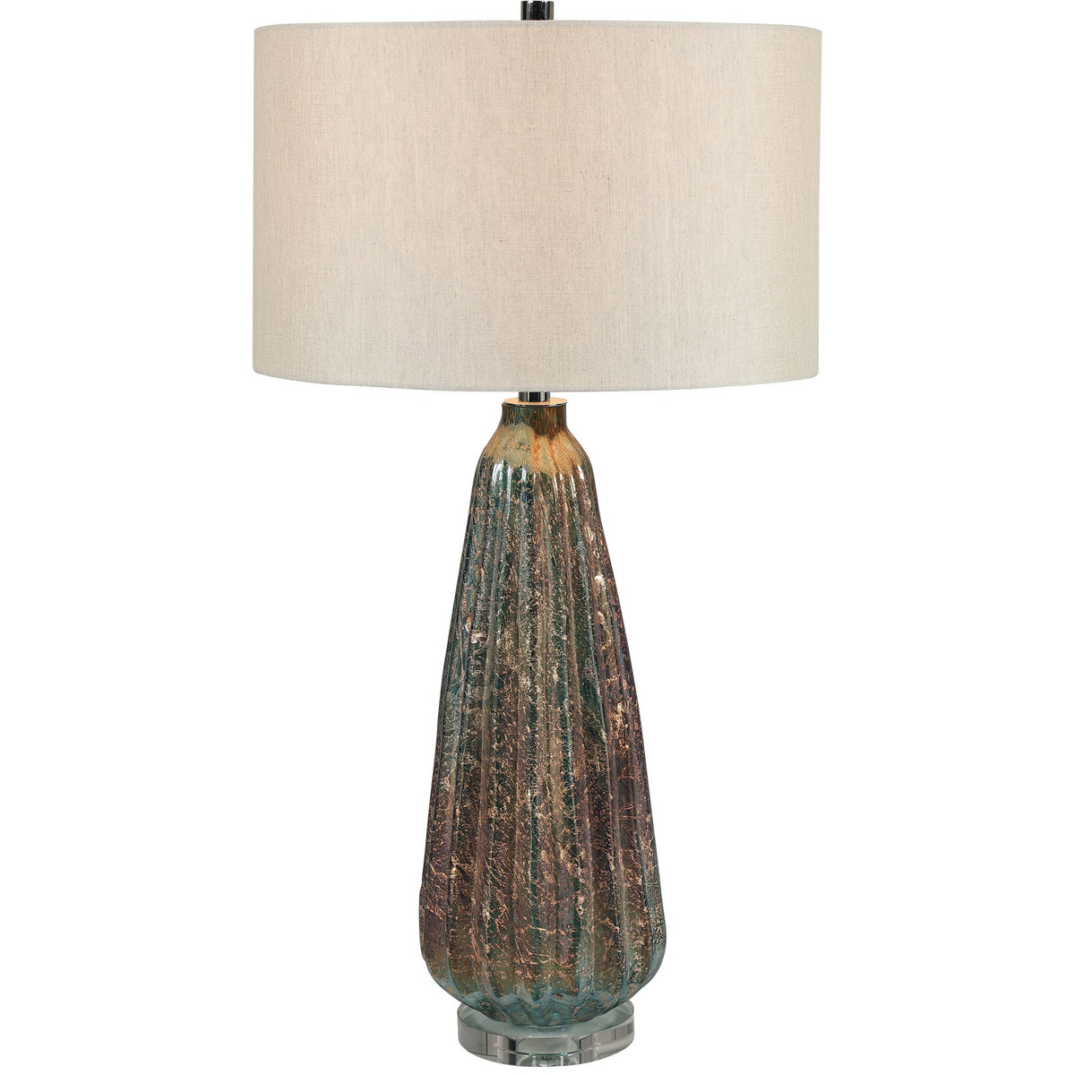 Mondrian 32 inch 150.00 watt Light Blue And Rust Art Glass Table Lamp Portable Light