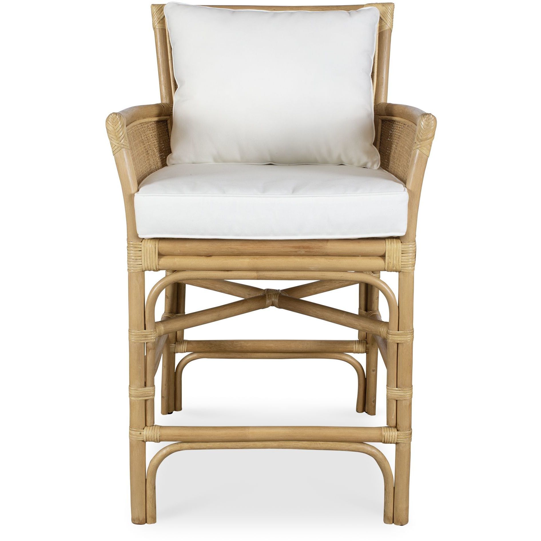 Pacific 39.5 inch White and Natural Rattan Counter Stool