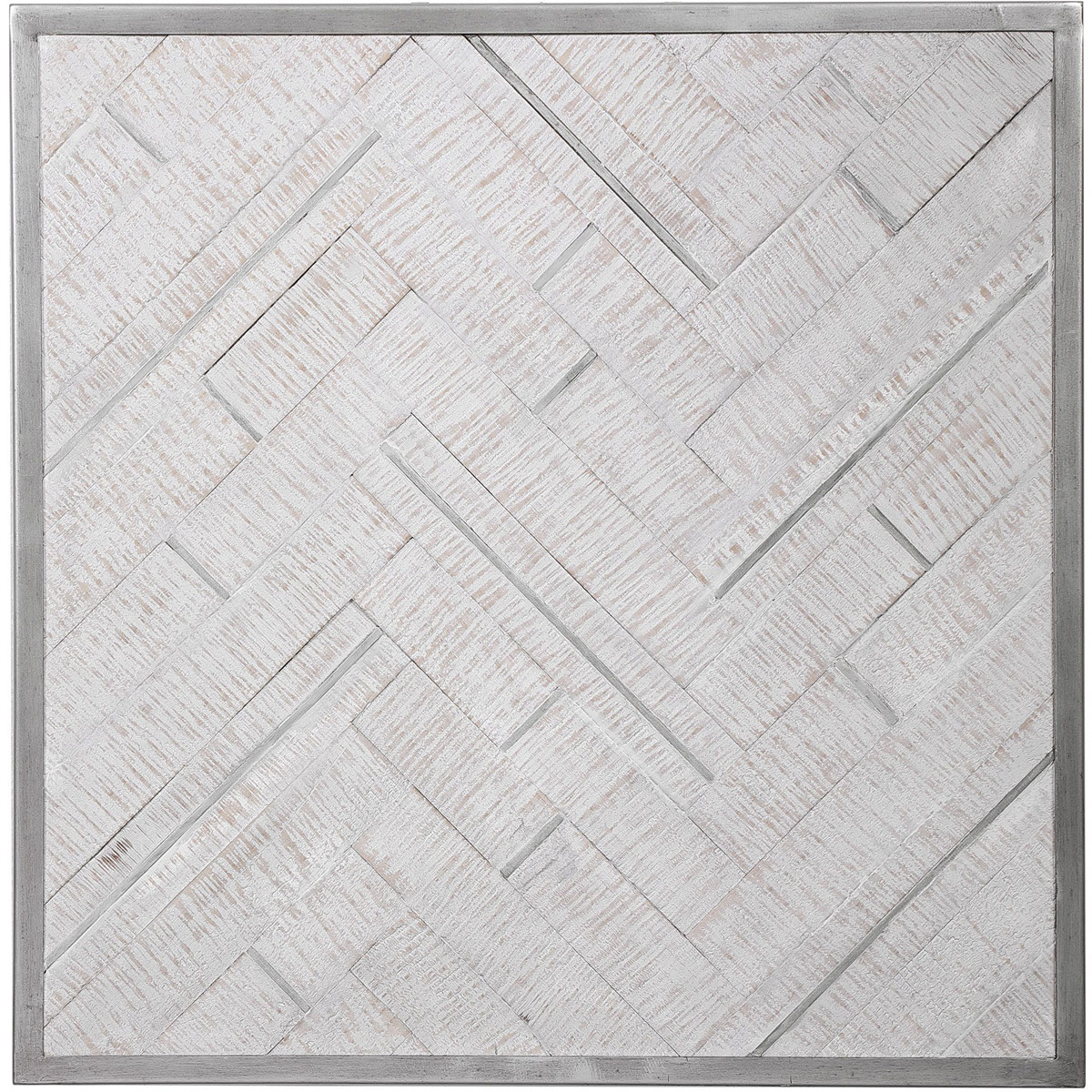Redondo Whitewashed Pine and Silver Wood Wall Decor