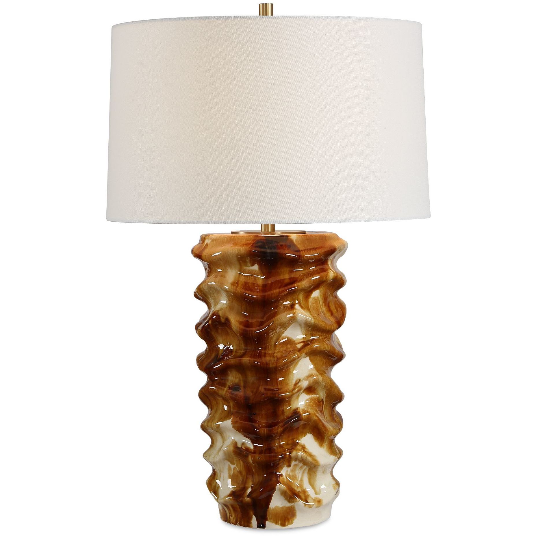 Bassa 27.25 inch 150 watt Cream and Caramel and Antique Brass Table Lamp Portable Light