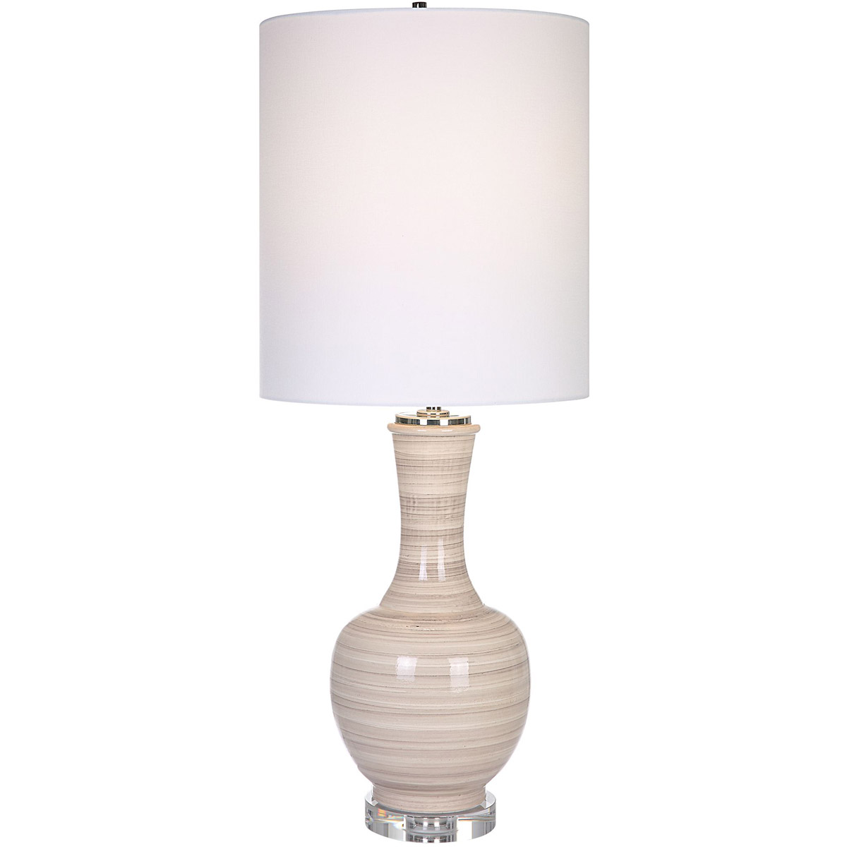 Chalice 33 inch 150.00 watt Taupe/Tan/Charcoal and Polished Nickel Table Lamp Portable Light
