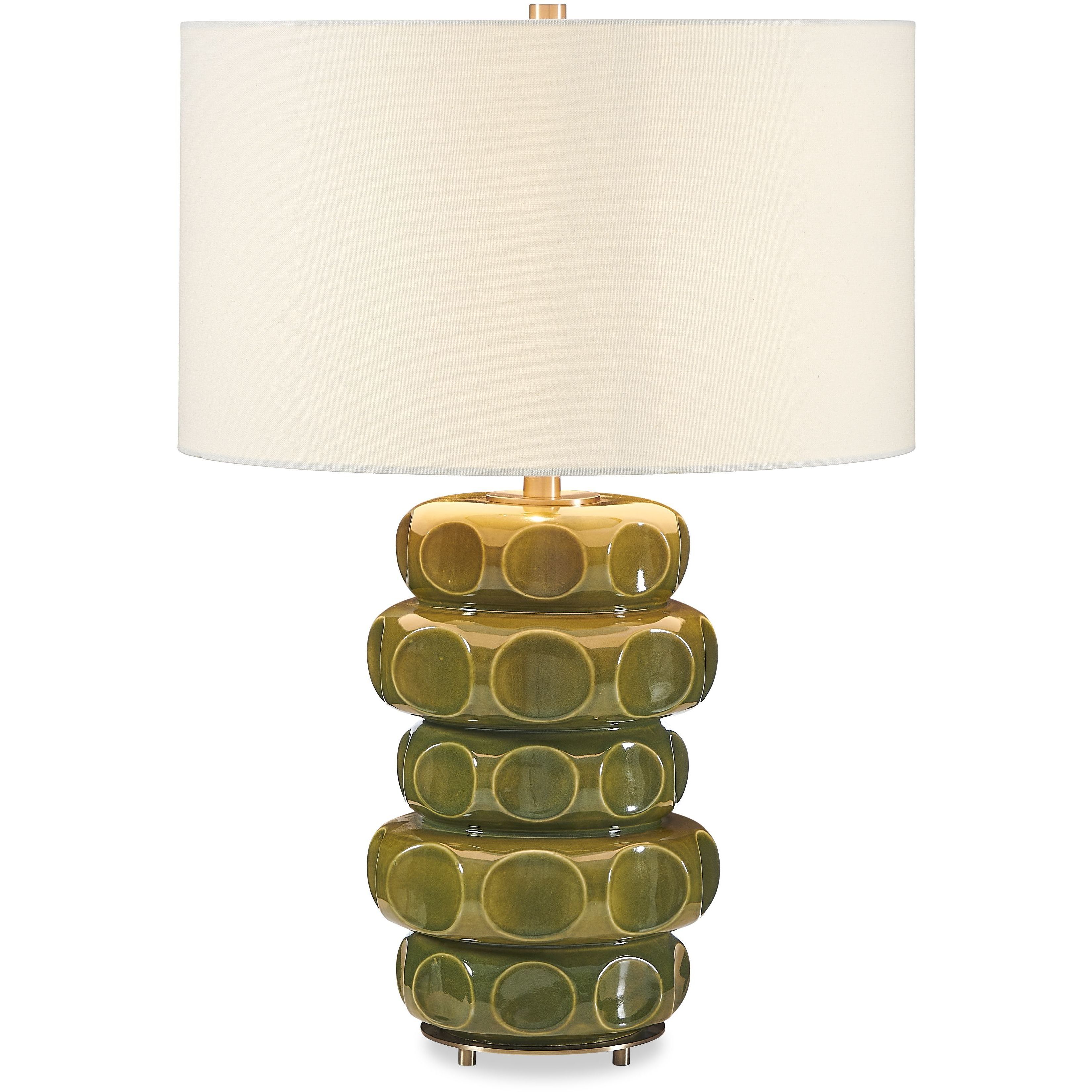 Masau 27.25 inch 150 watt Moss Green Glaze and Antique Brass Table Lamp Portable Light