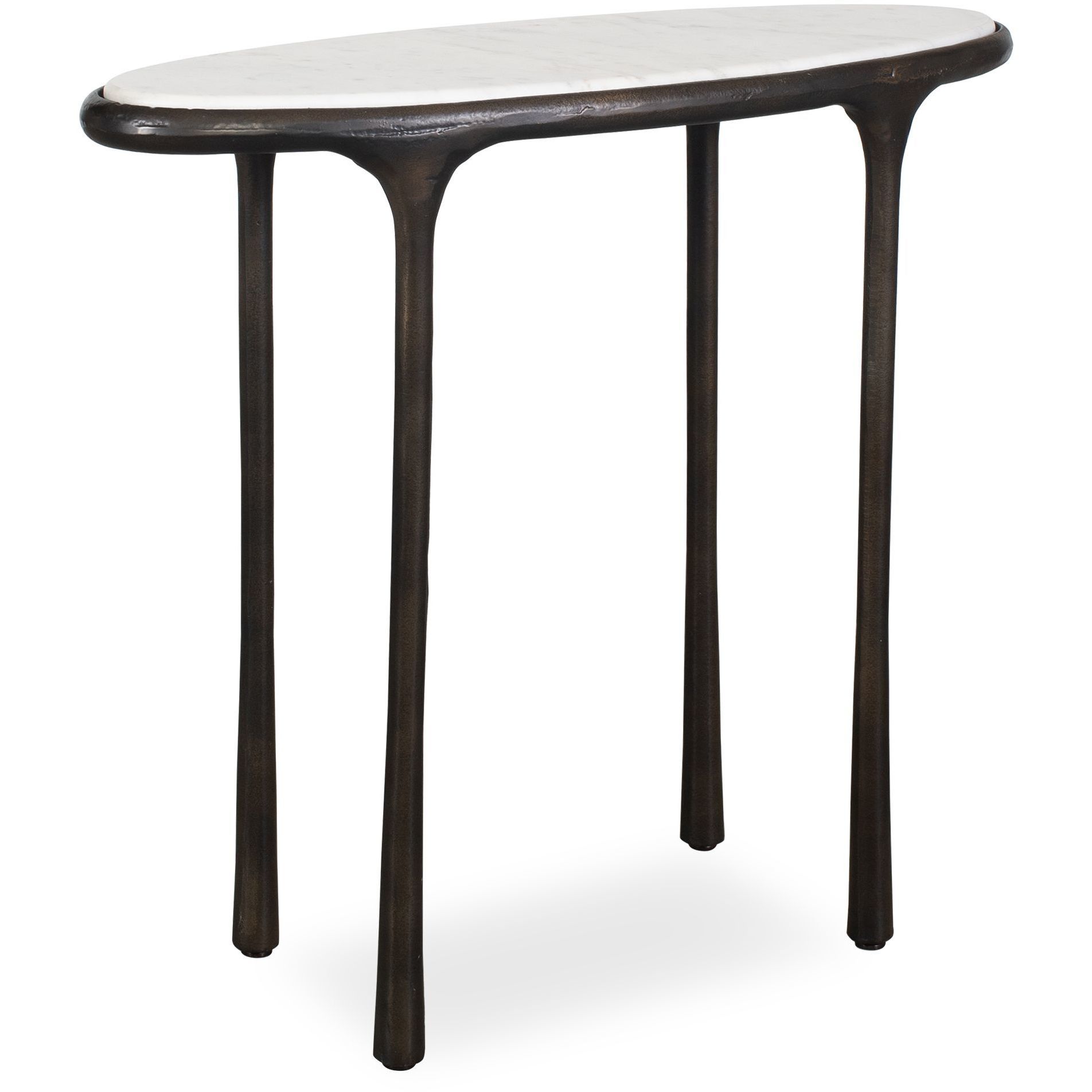 Ata 24 X 22 inch Dark Bronze and White Marble Accent Table
