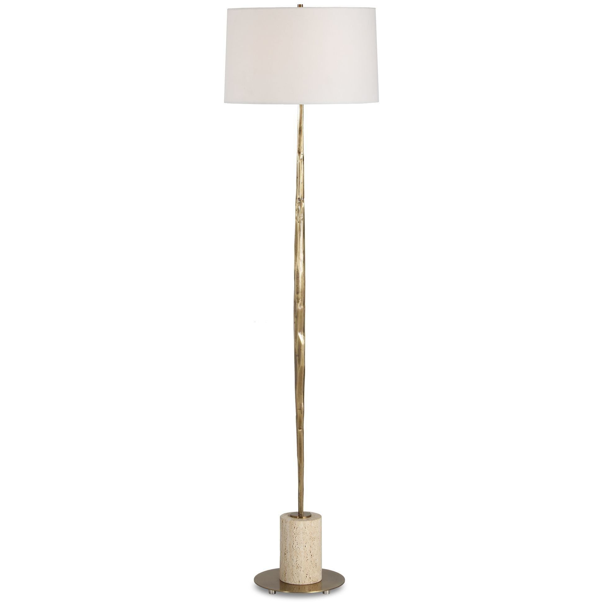 Halen 64.25 inch 150 watt Antique Brass and Travertine Floor Lamp Portable Light