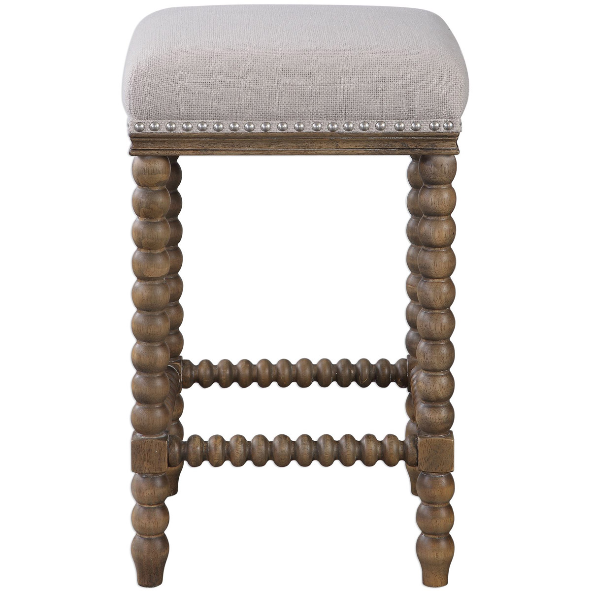 Pryce 26 inch Light Walnut Stain and Soft Ivory Linen Counter Stool