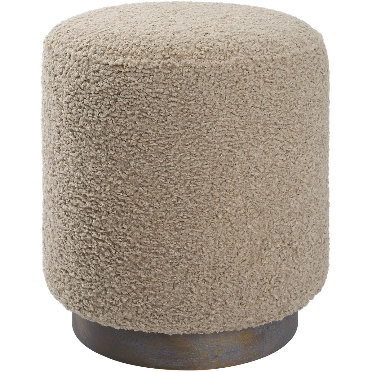 Avila 18 inch Latte Toned Faux Shearling with Walnut Stained Oak Ottoman